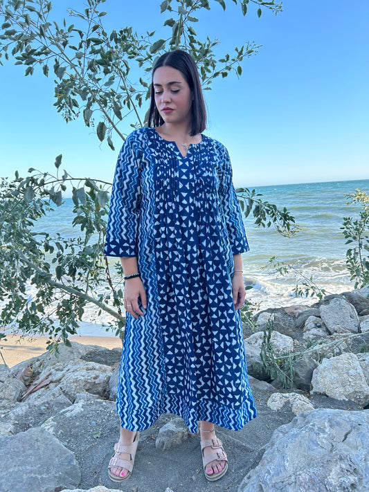handmade organic cotton pleated dress