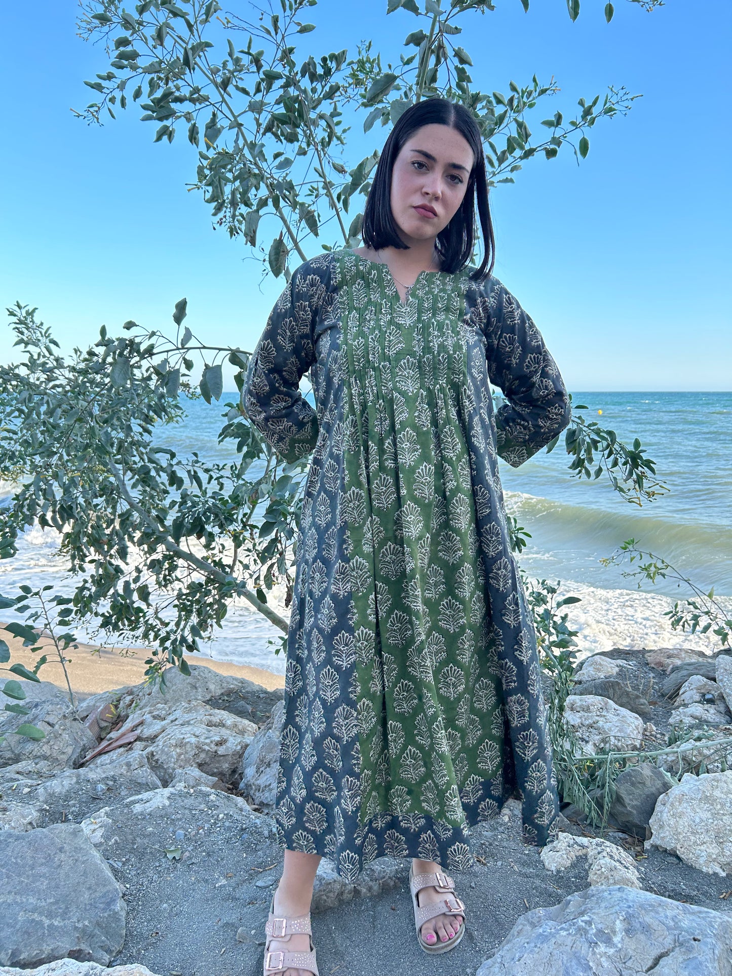 handmade cotton pleated dress