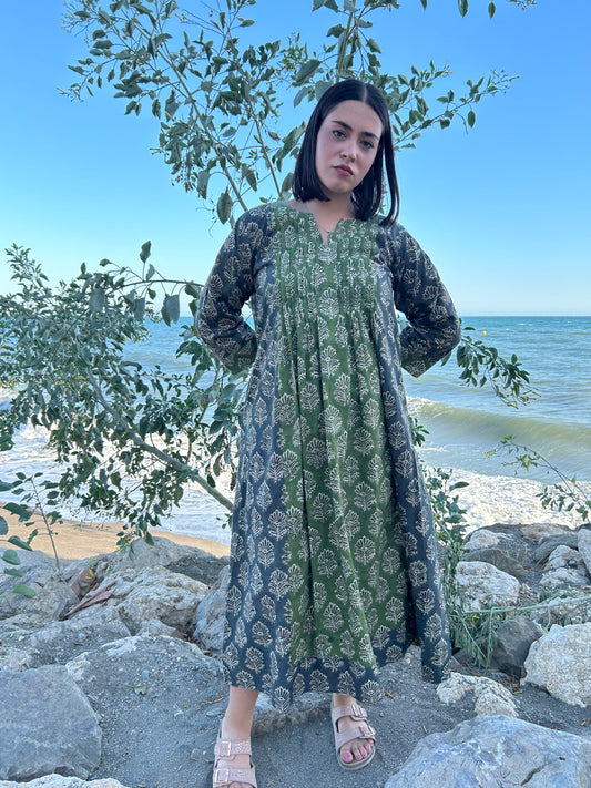 handmade cotton pleated dress