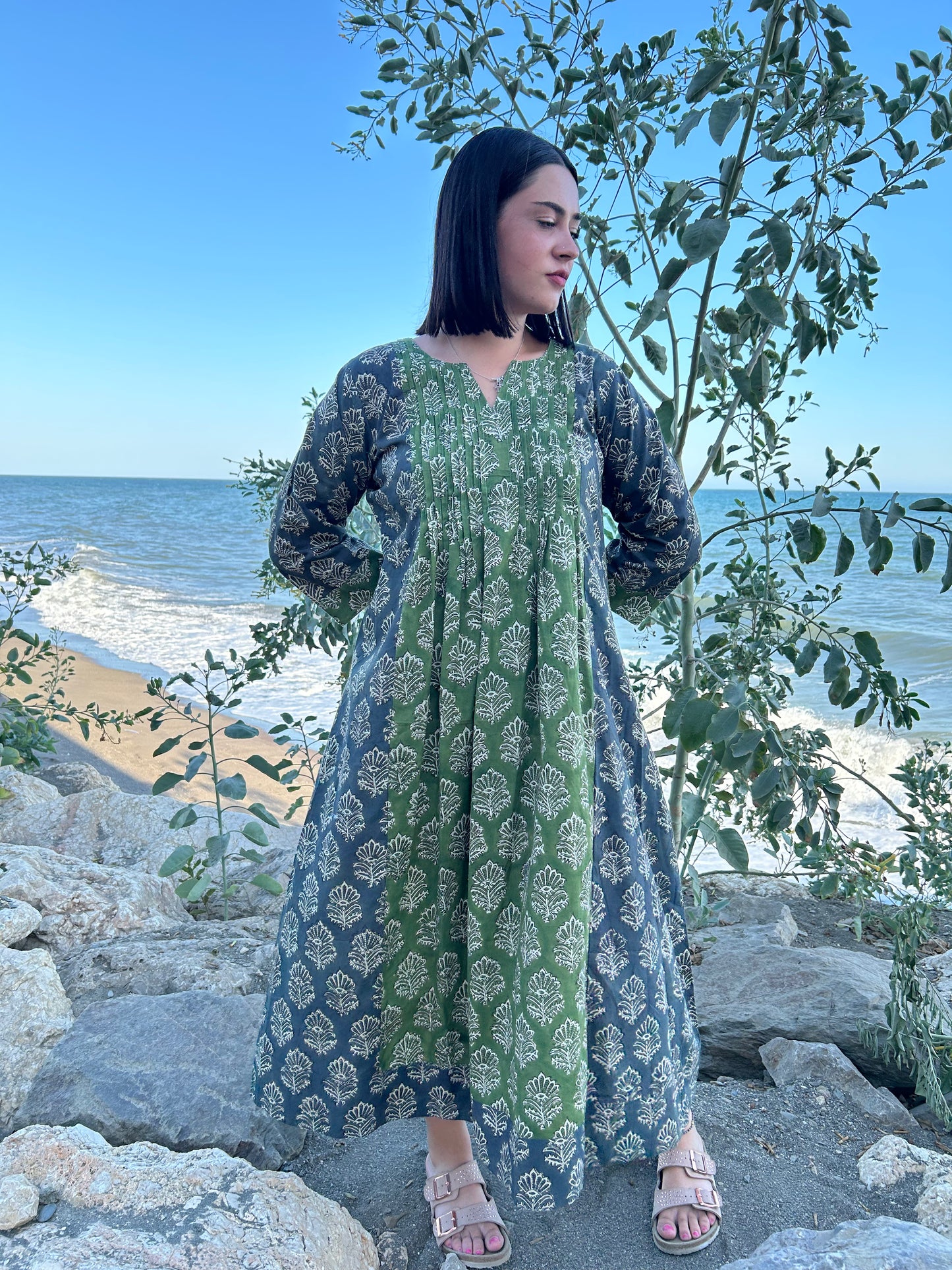 handmade cotton pleated dress