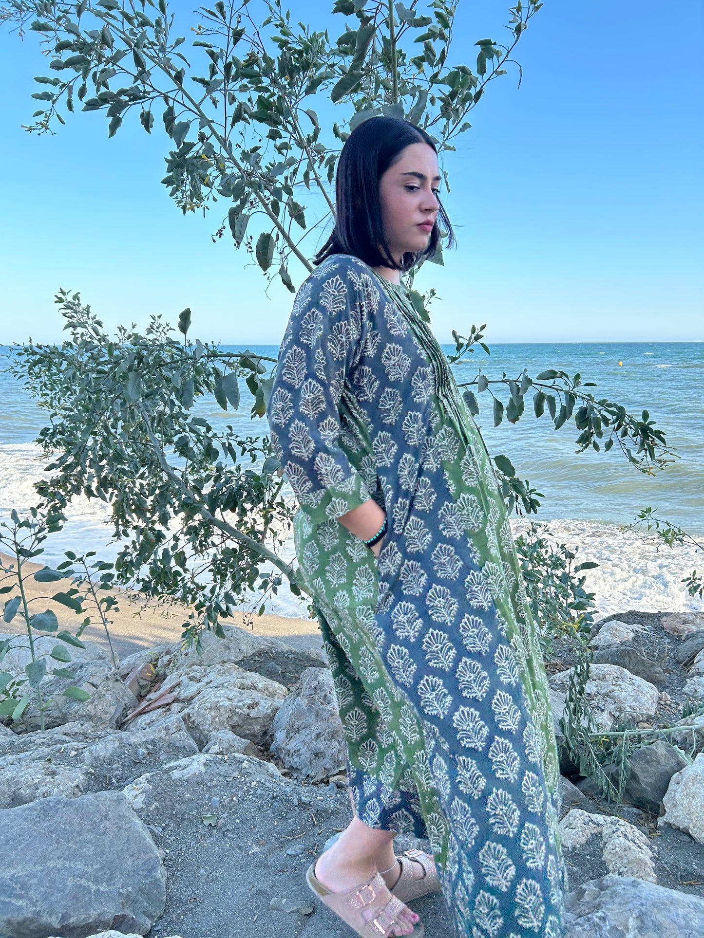 handmade cotton pleated dress