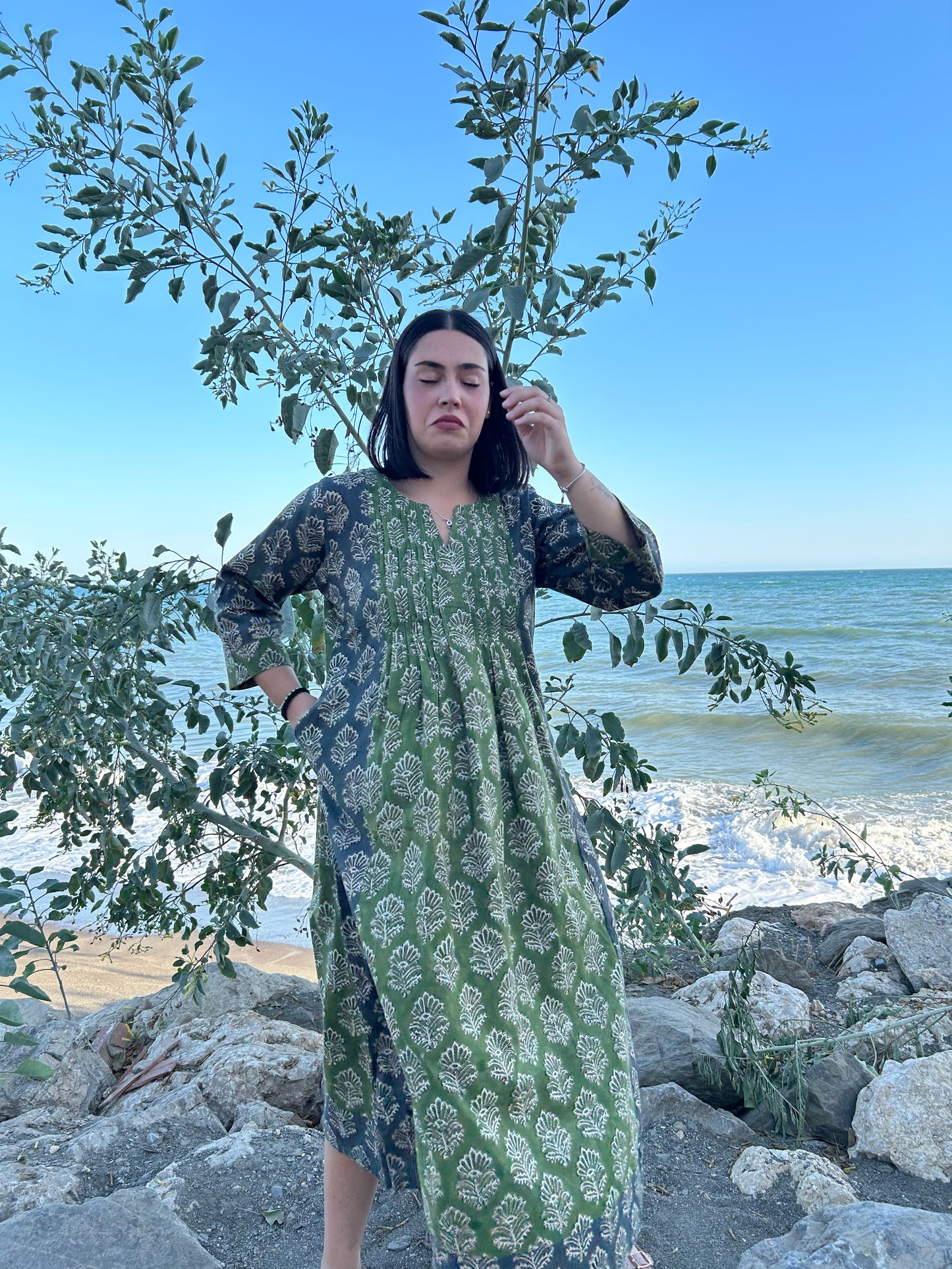 handmade cotton pleated dress