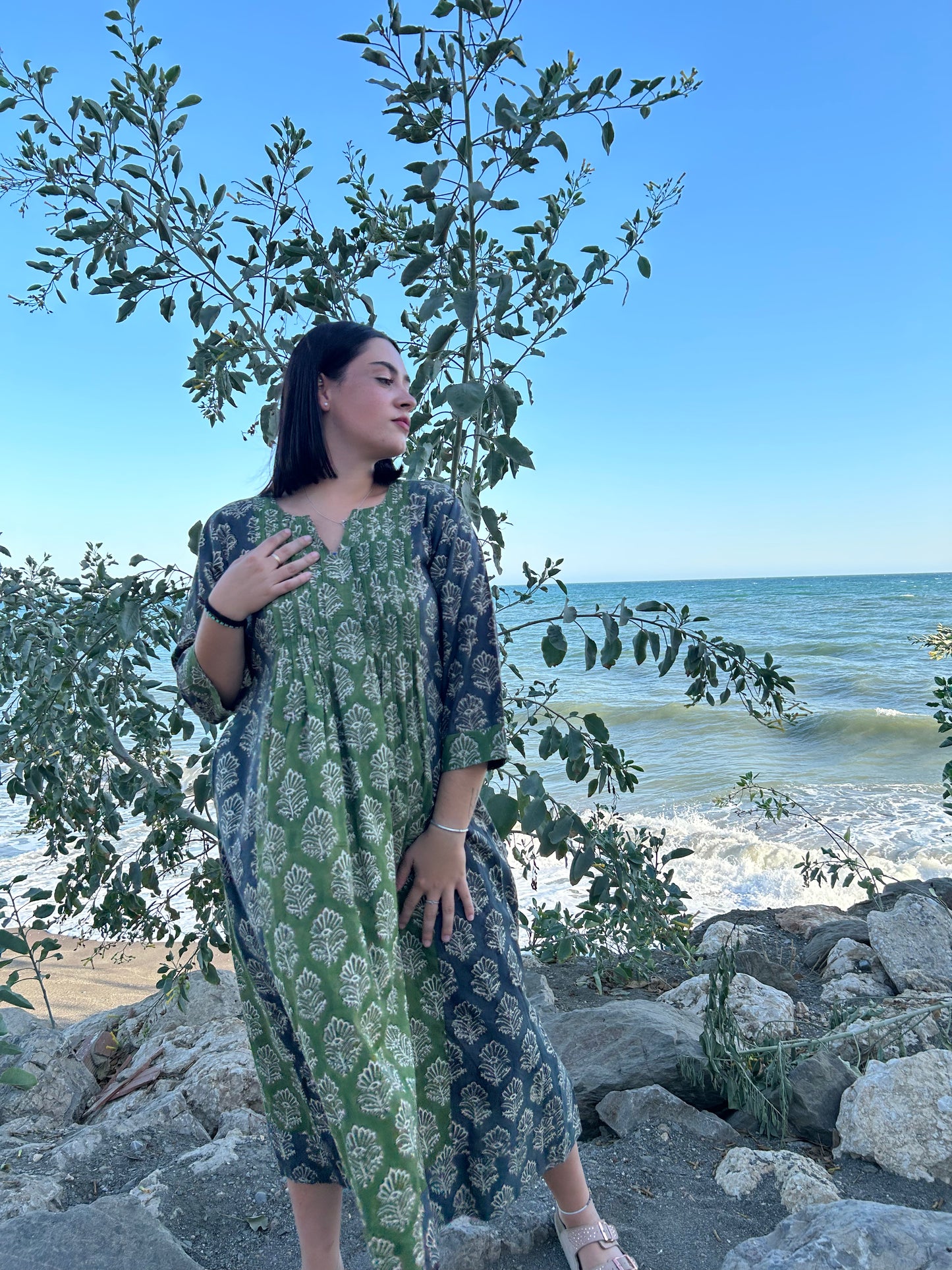 handmade cotton pleated dress