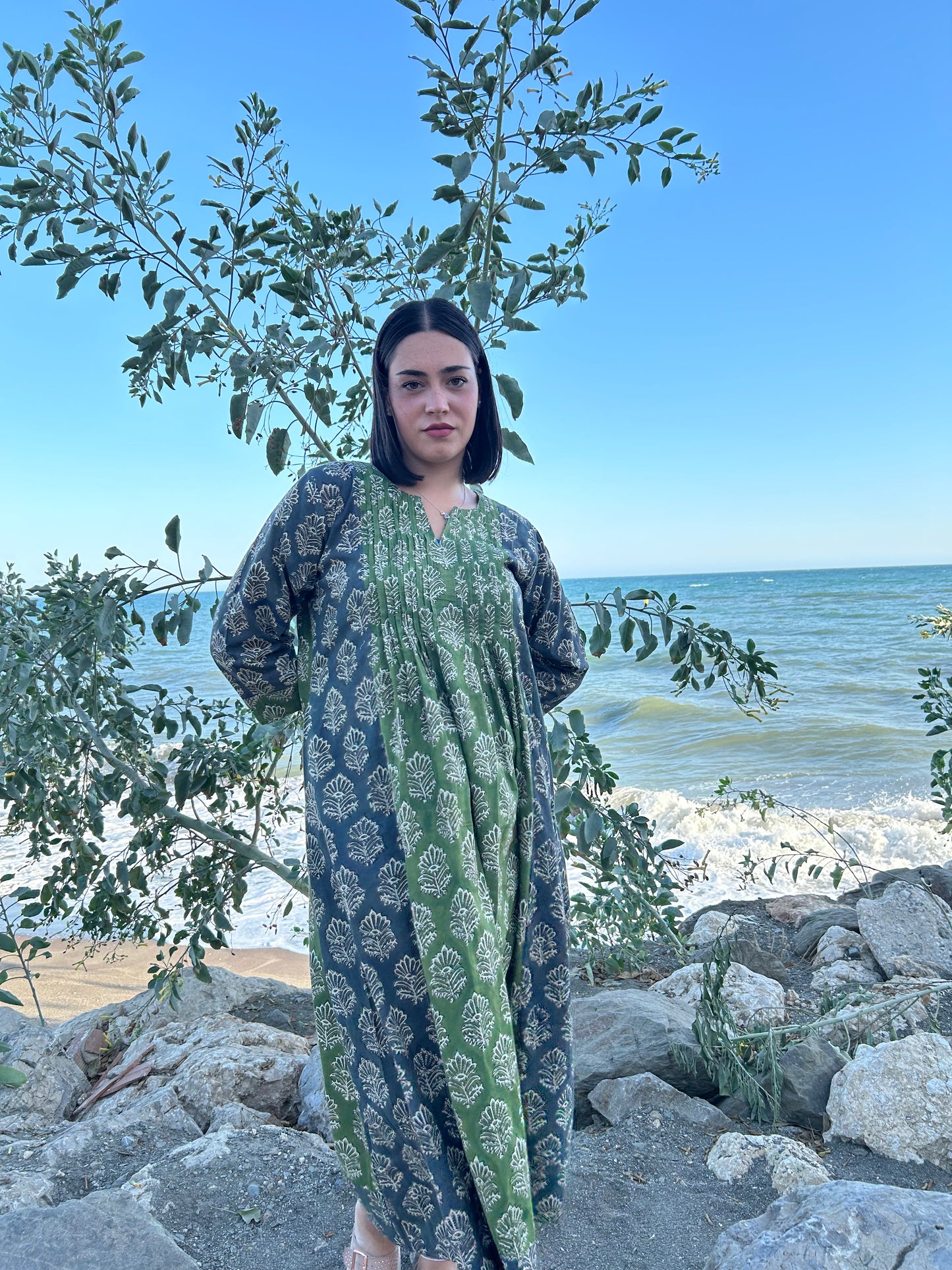 handmade cotton pleated dress