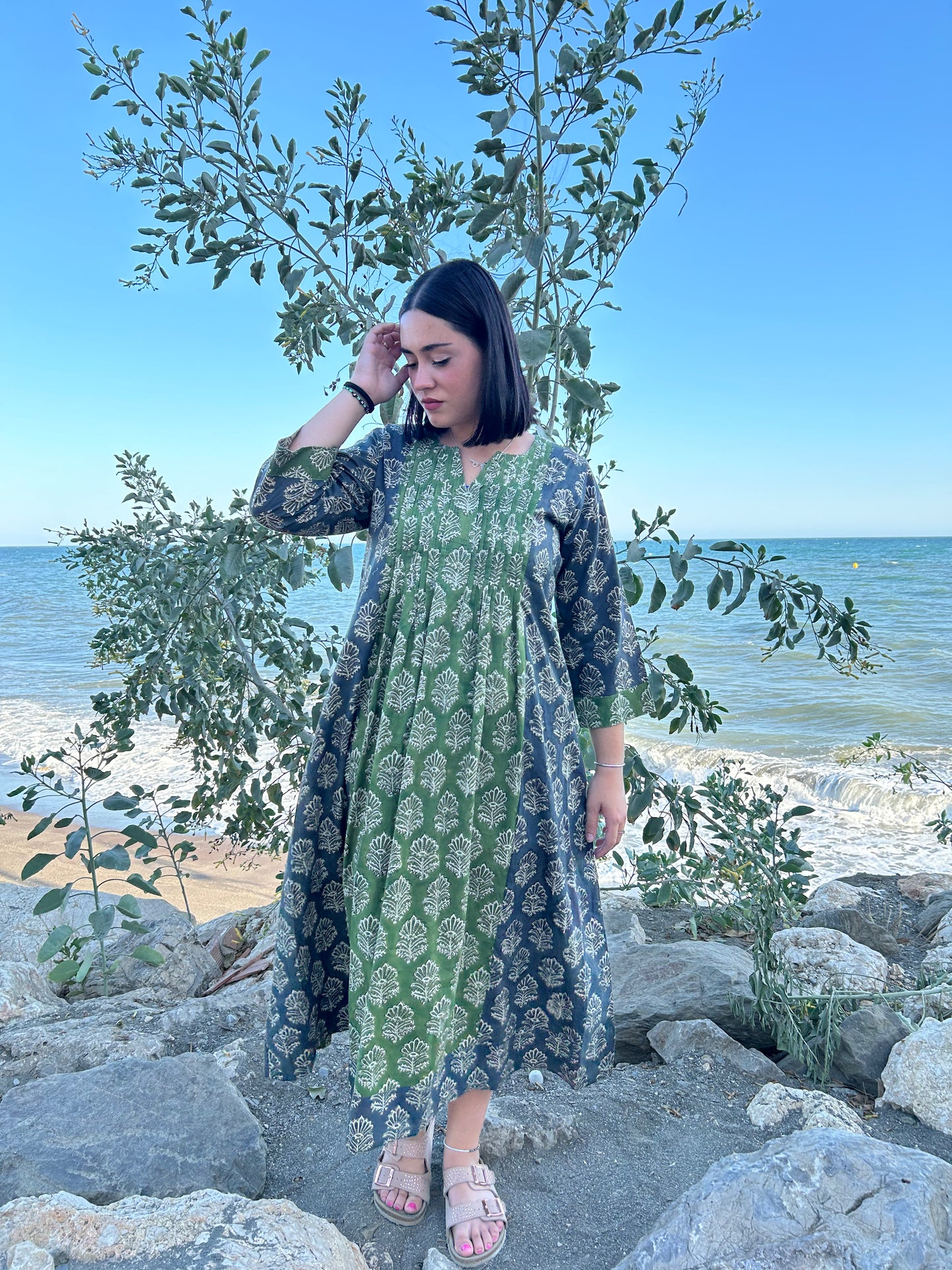 handmade cotton pleated dress