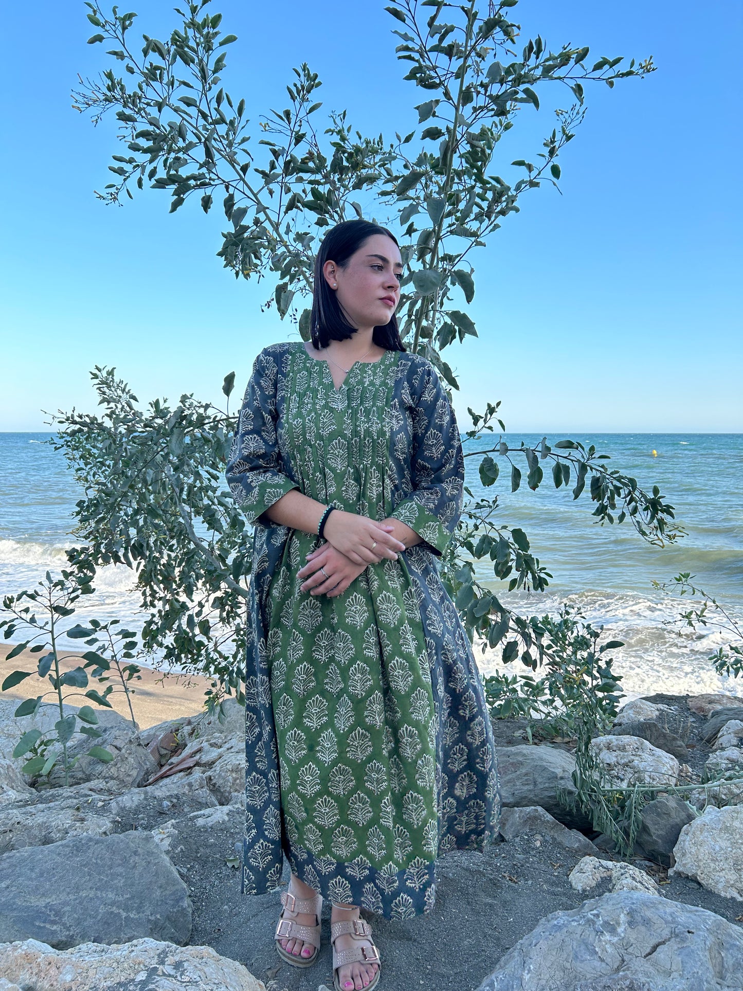 handmade cotton pleated dress