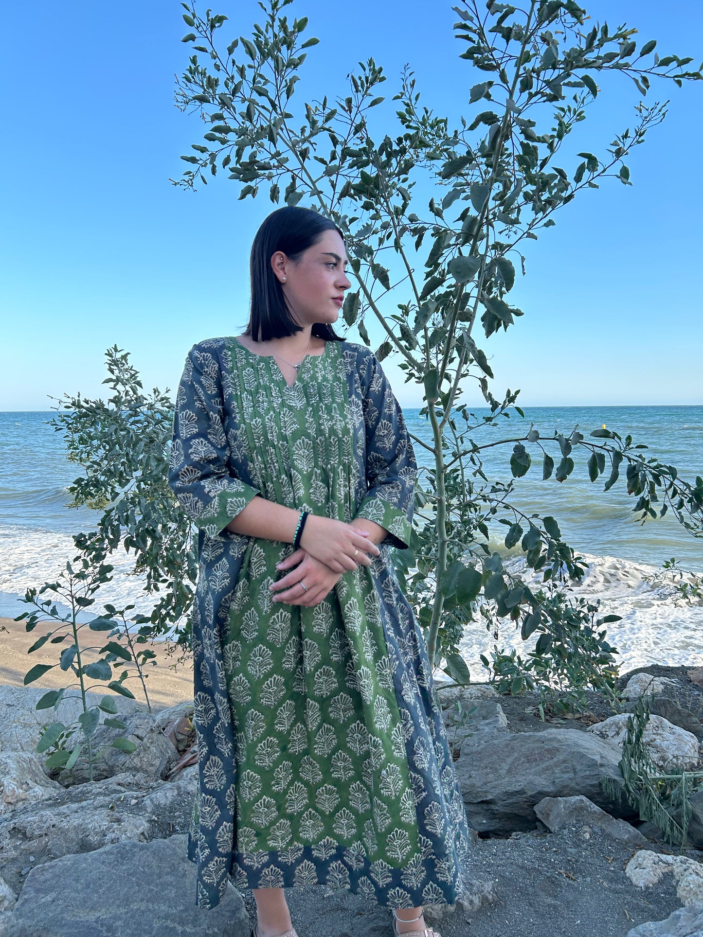 handmade cotton pleated dress