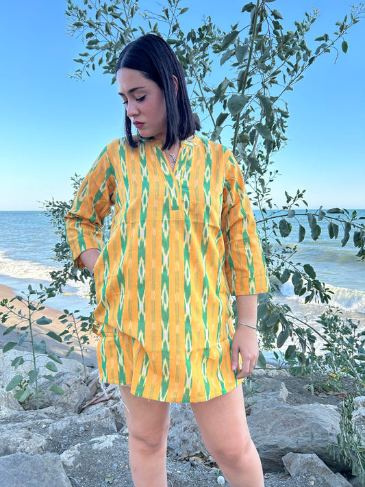 Yellow handwoven cotton tunic