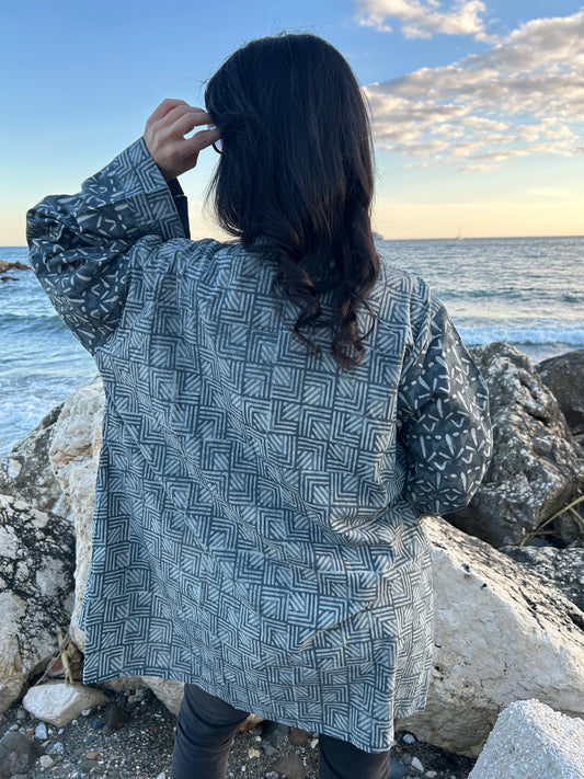 Gray Mix up Cotton kimono