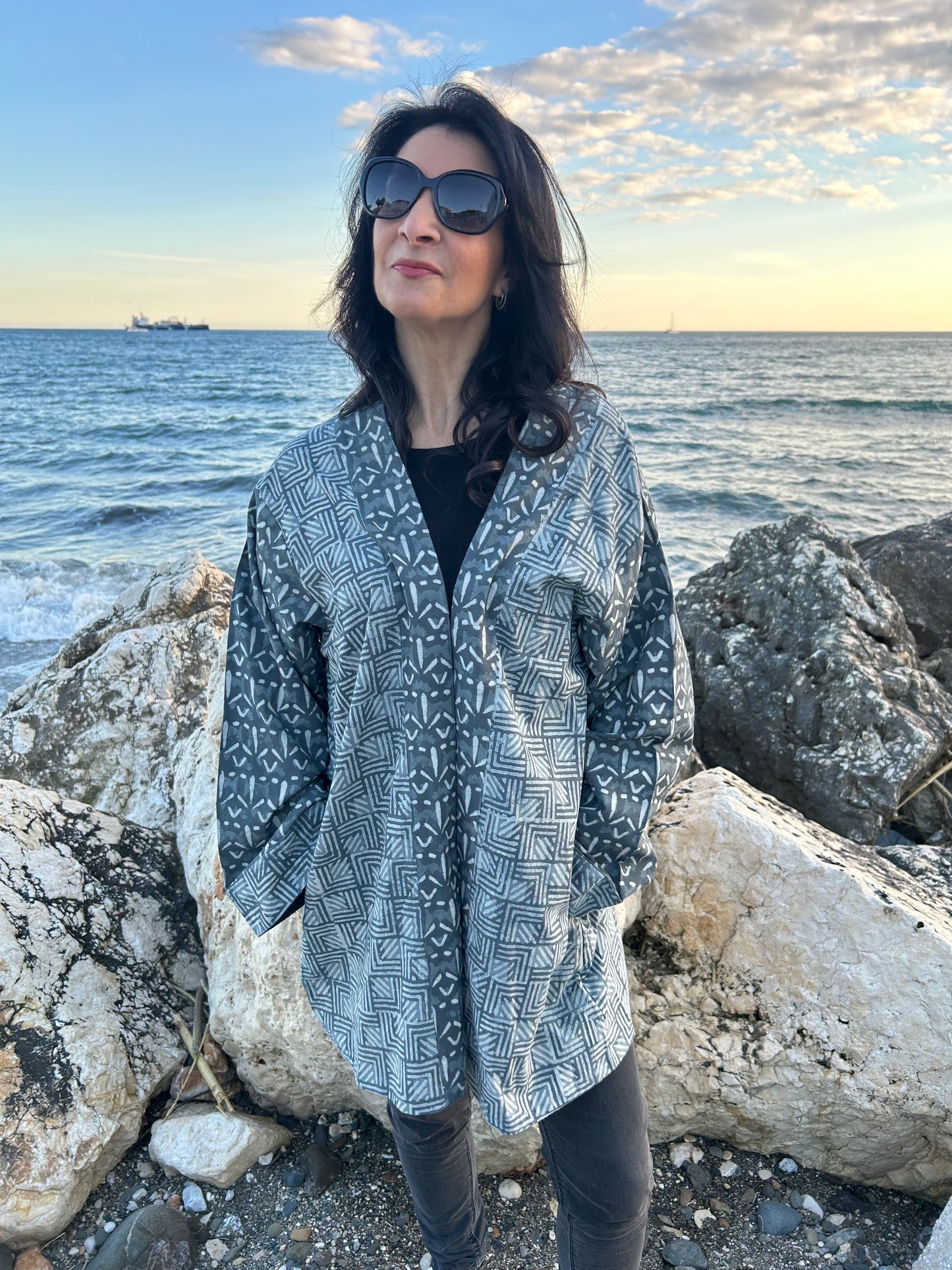 Gray Mix up Cotton kimono