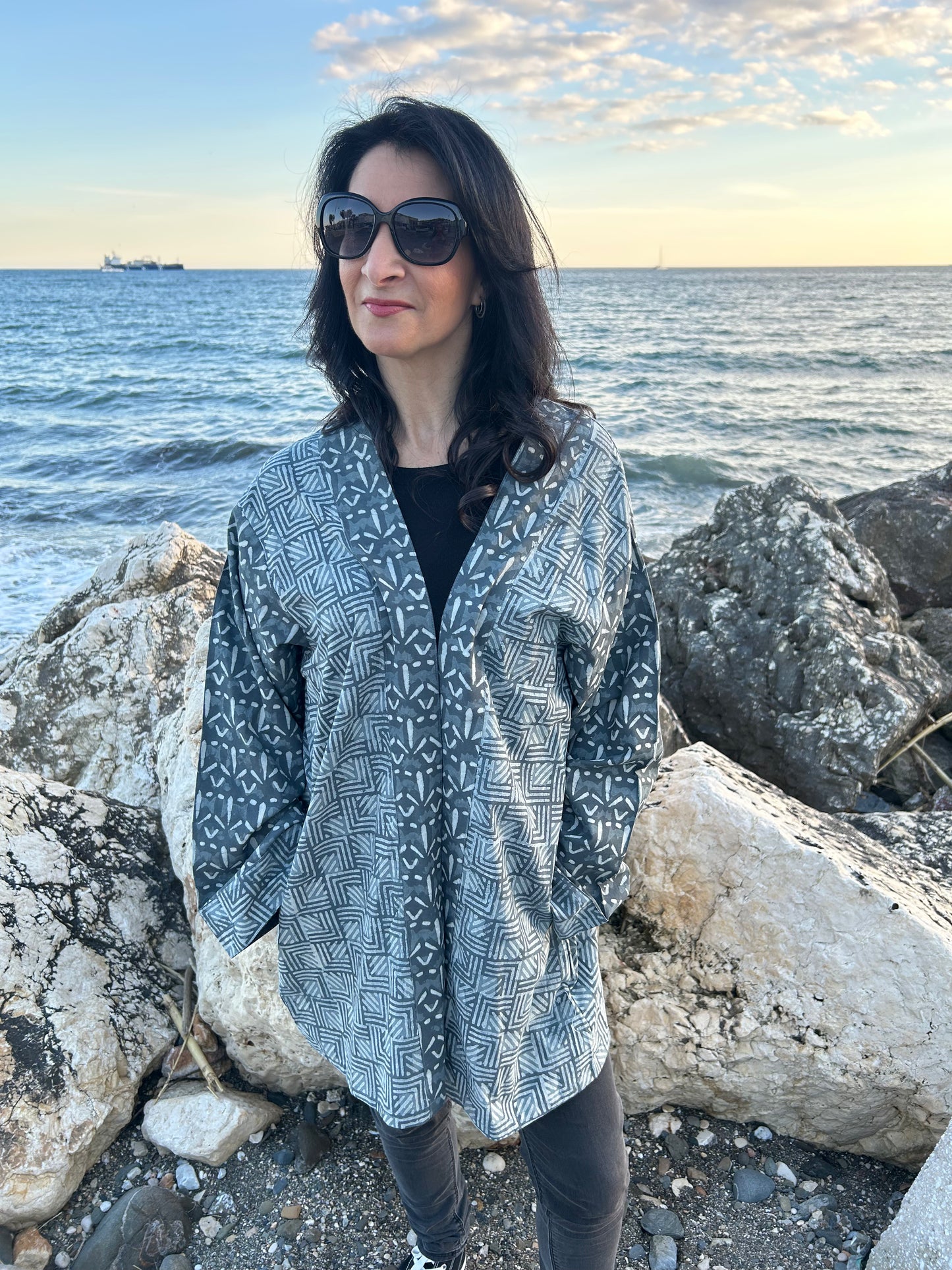 Gray Mix up Cotton kimono