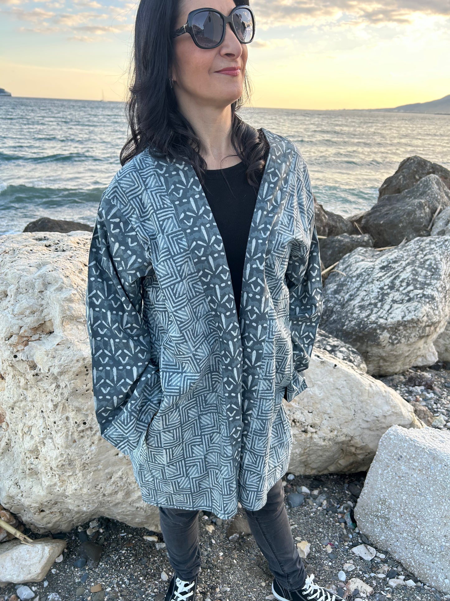 Gray Mix up Cotton kimono