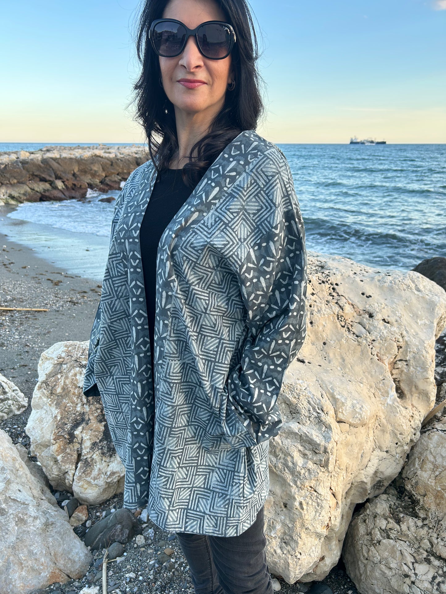 Gray Mix up Cotton kimono