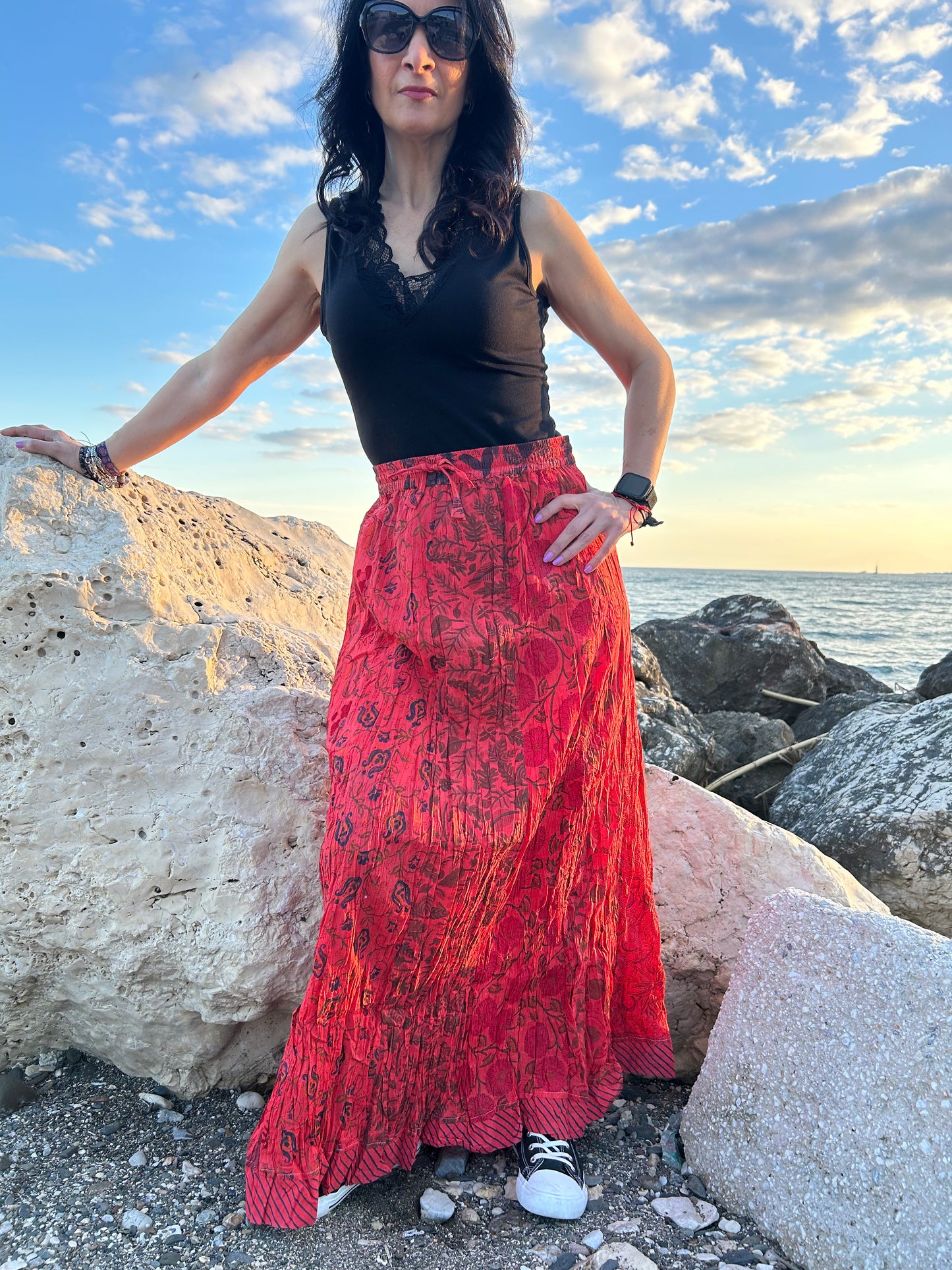 Boho Red Skirt