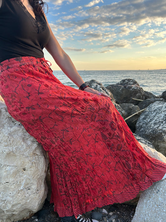 Boho Red Skirt