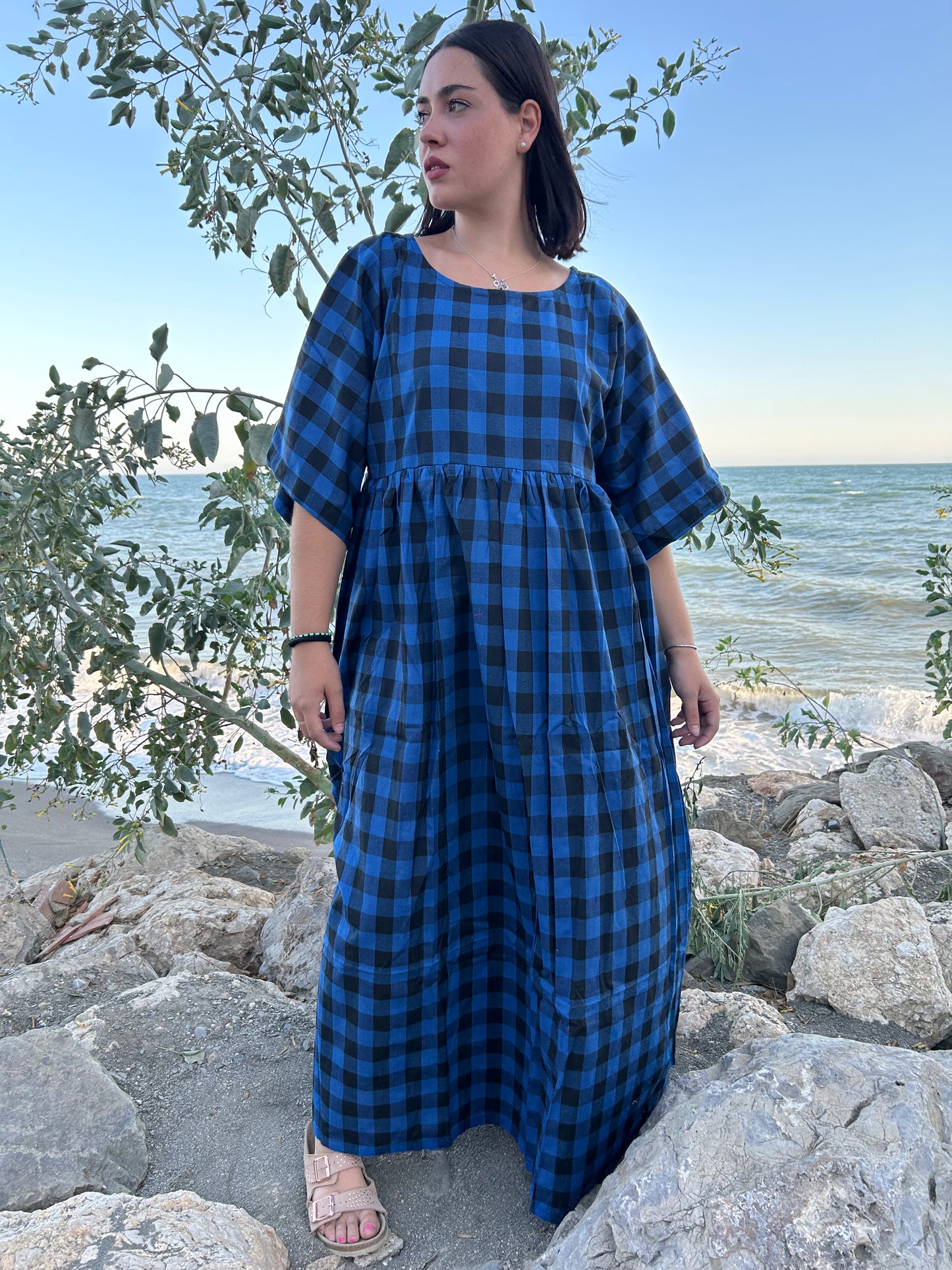 Handwoven cotton checks dress