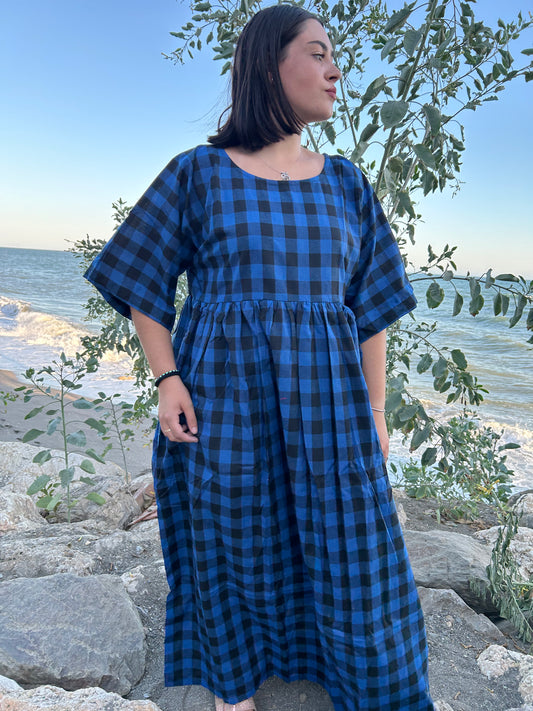 Handwoven cotton checks dress