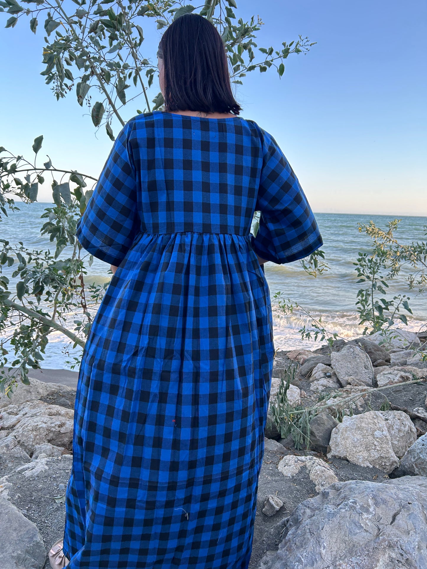Handwoven cotton checks dress