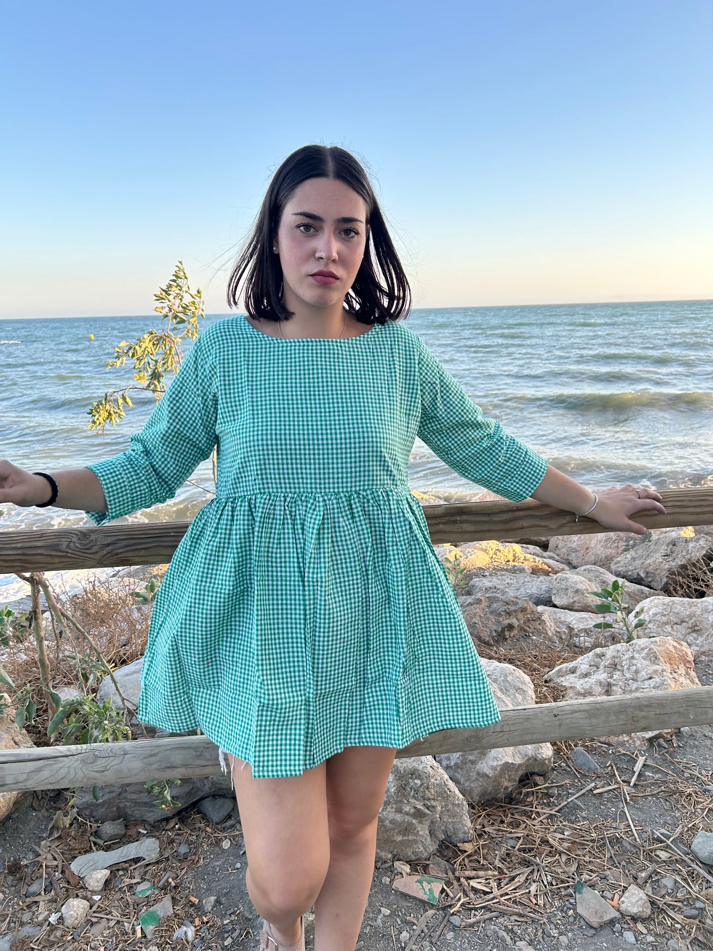 Green Checks cotton top