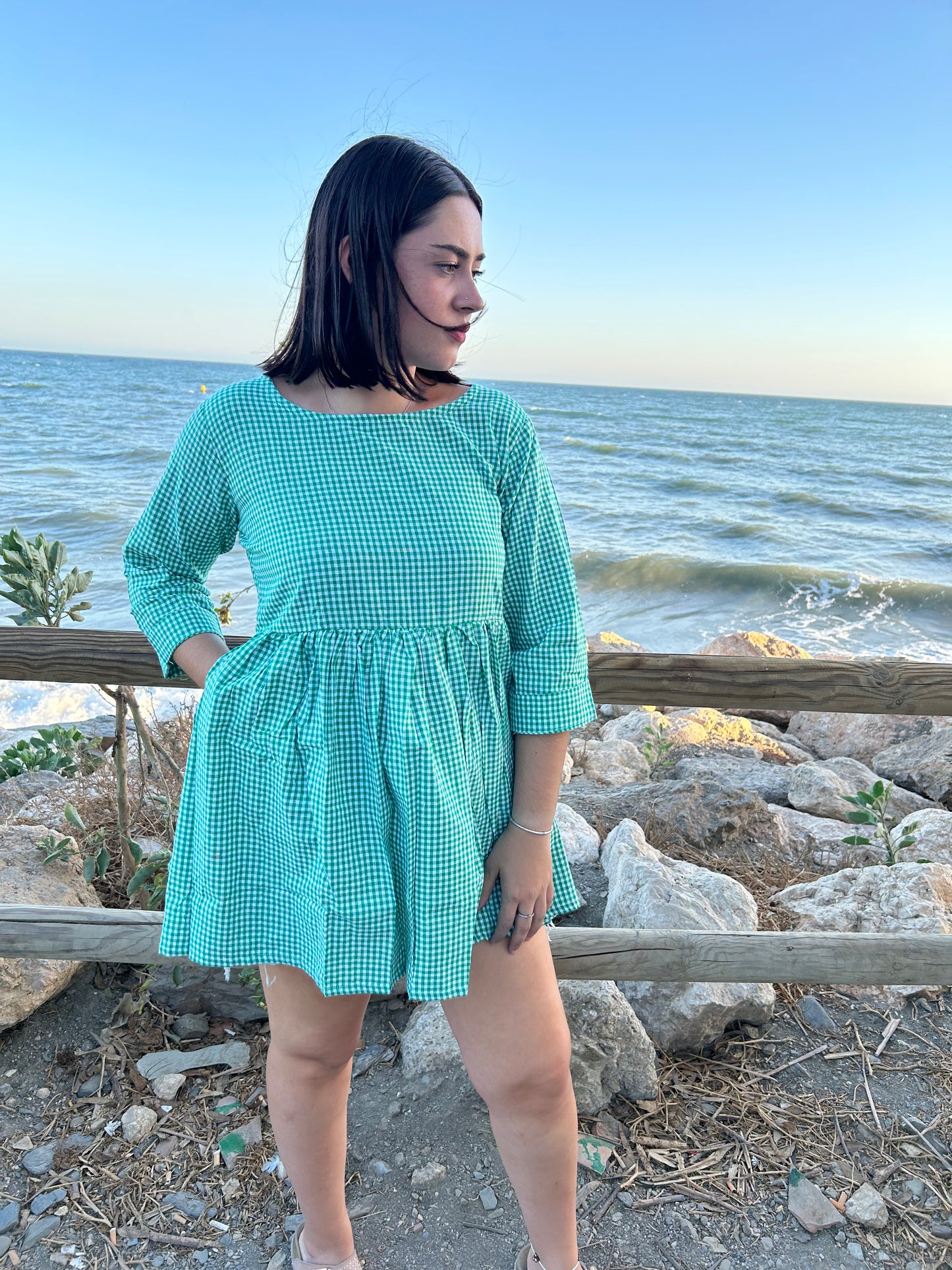 Green Checks cotton top