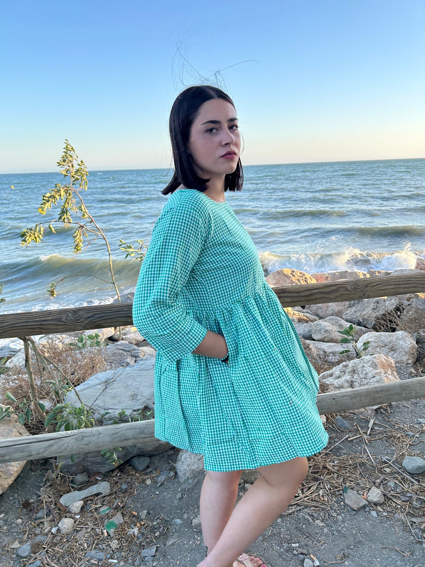 Green Checks cotton top