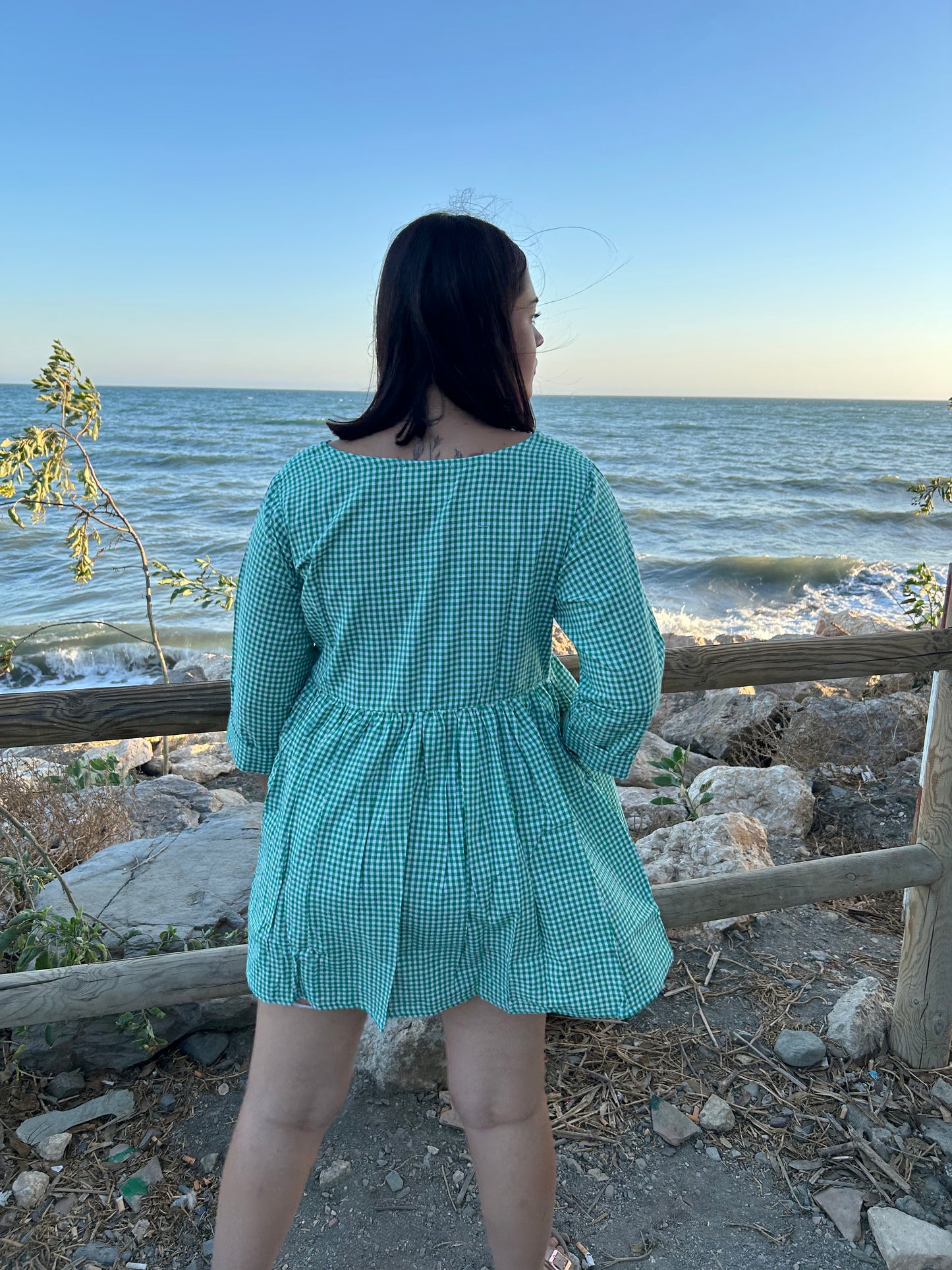 Green Checks cotton top