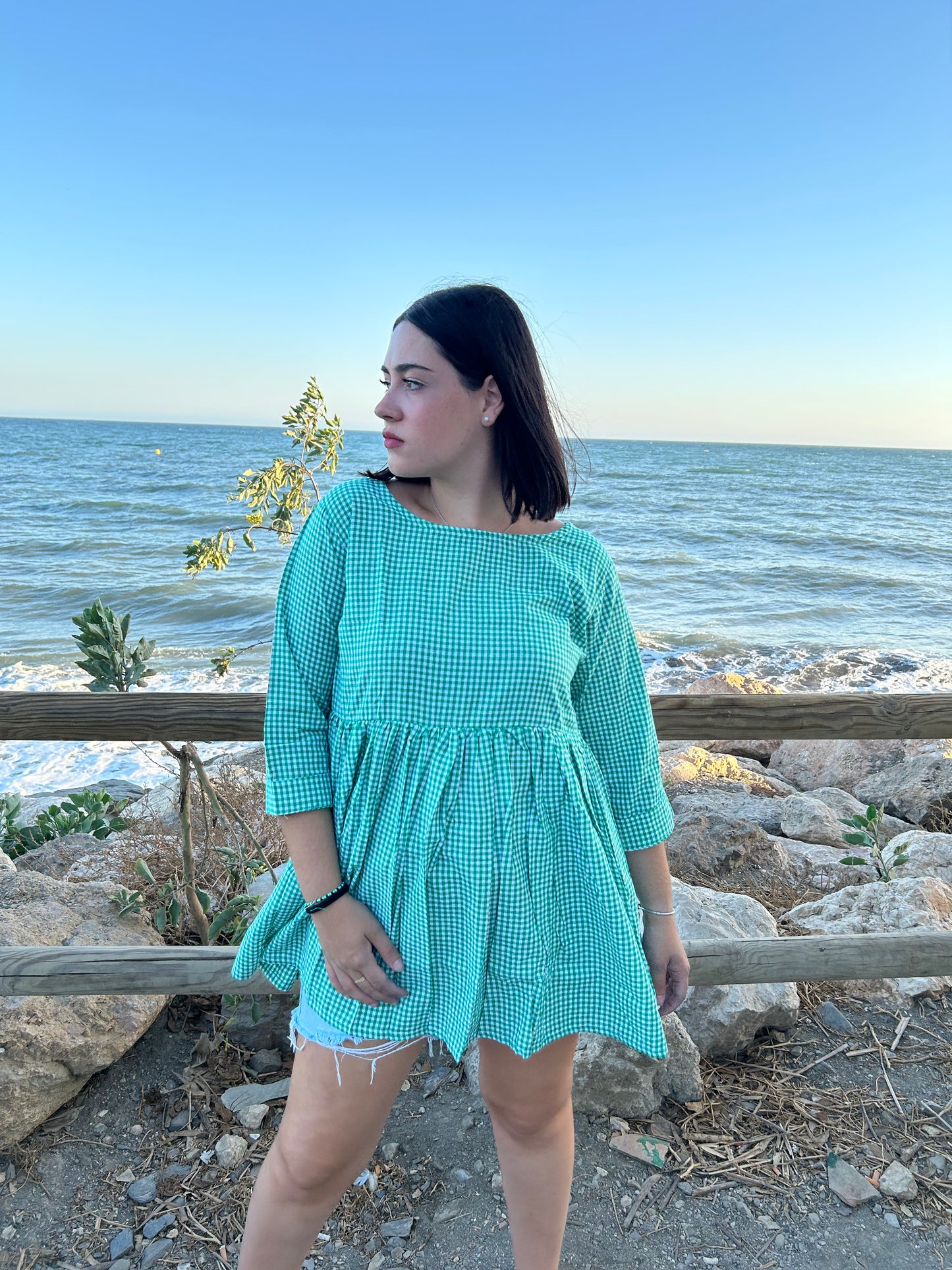 Green Checks cotton top