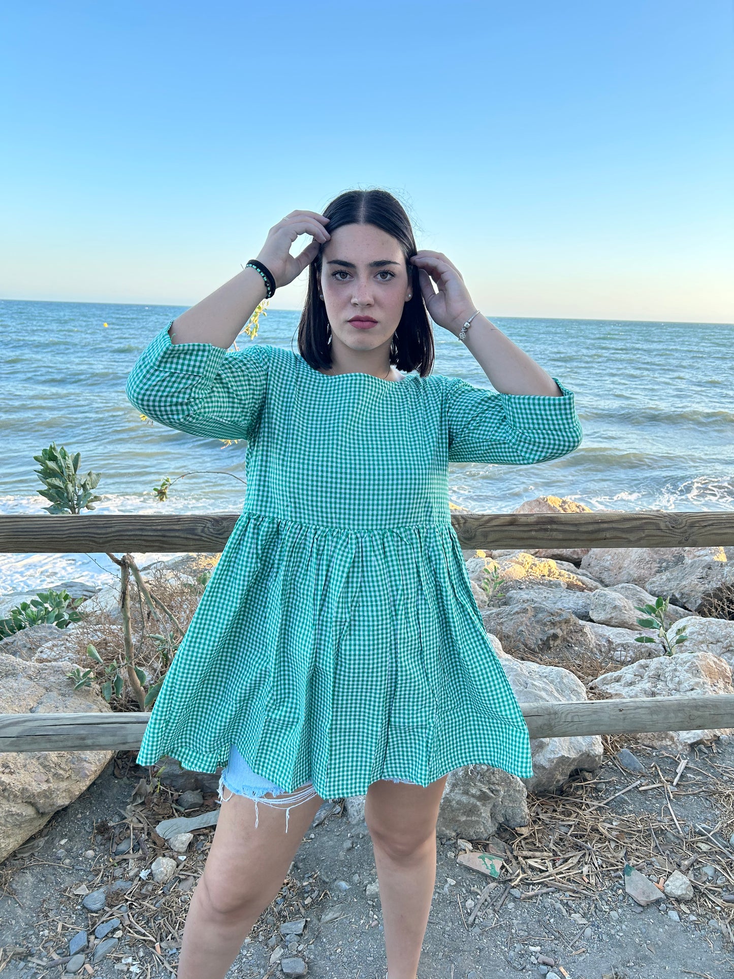 Green Checks cotton top