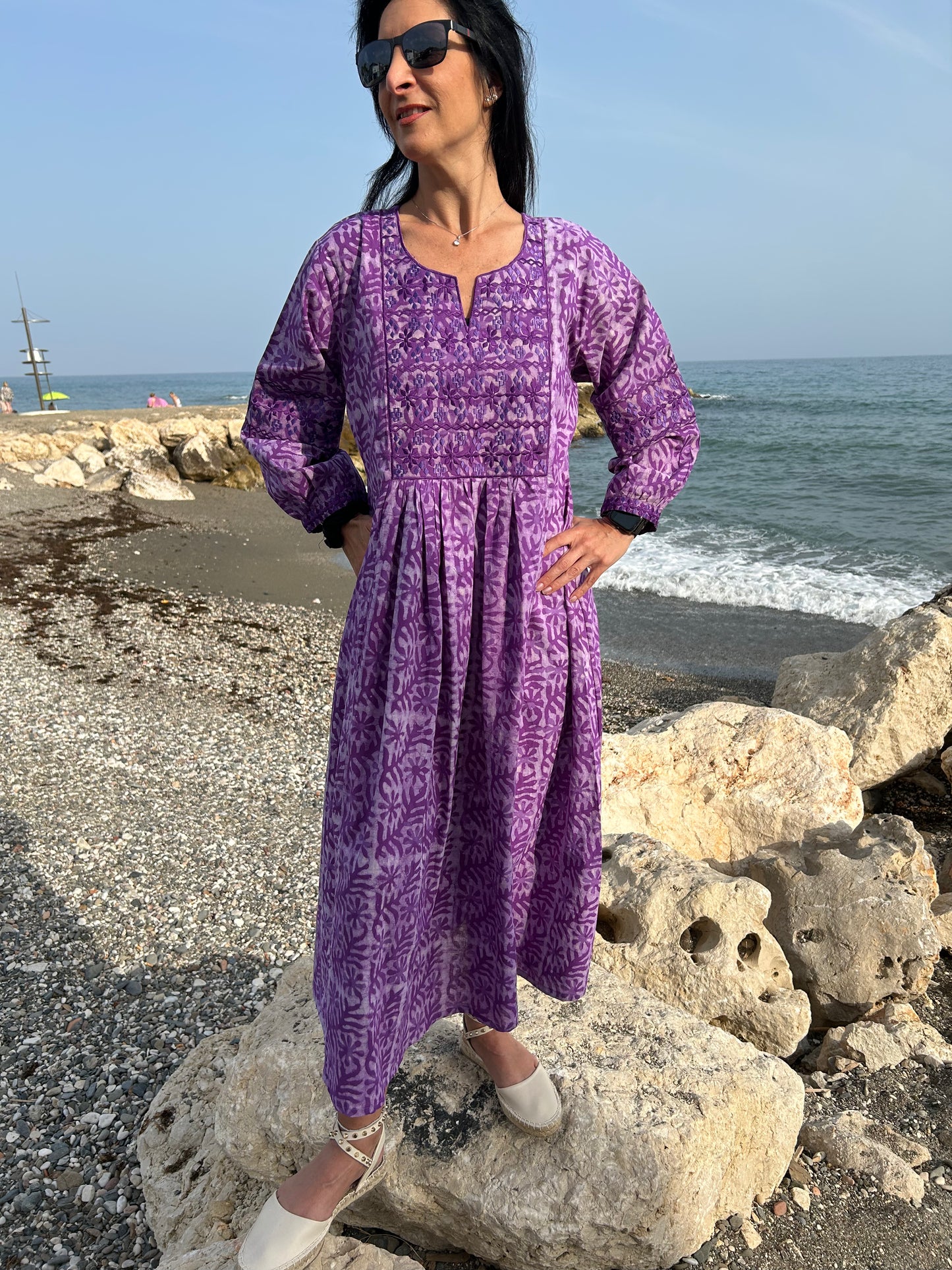 Purple embroidered dress