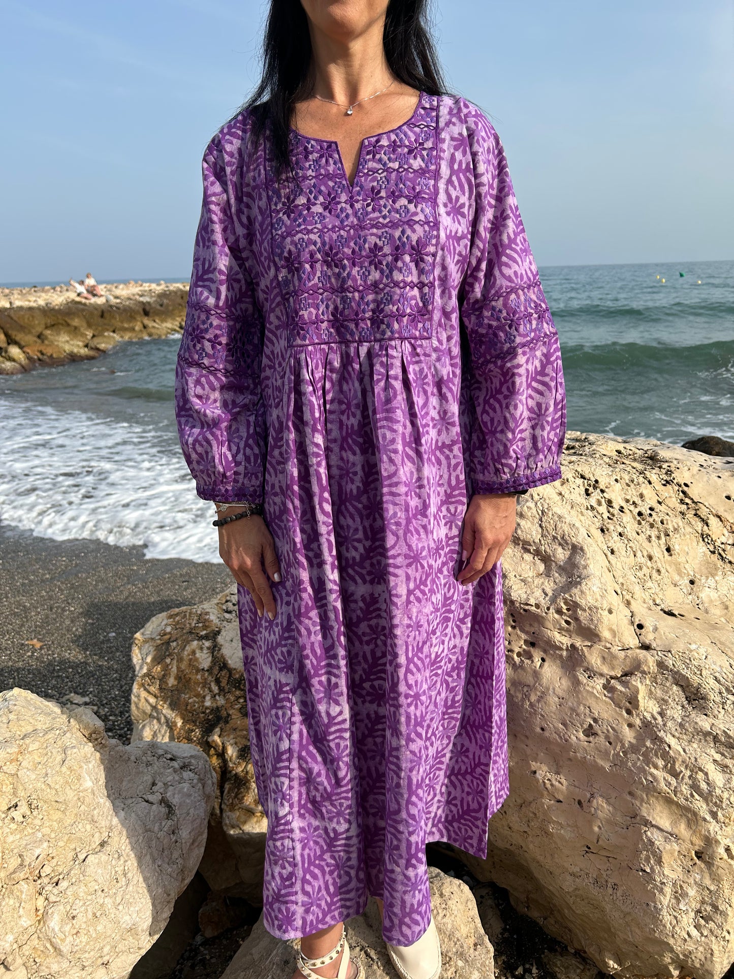 Purple embroidered dress