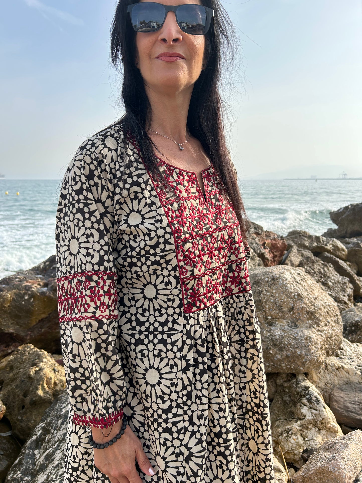 Black embroidered dress