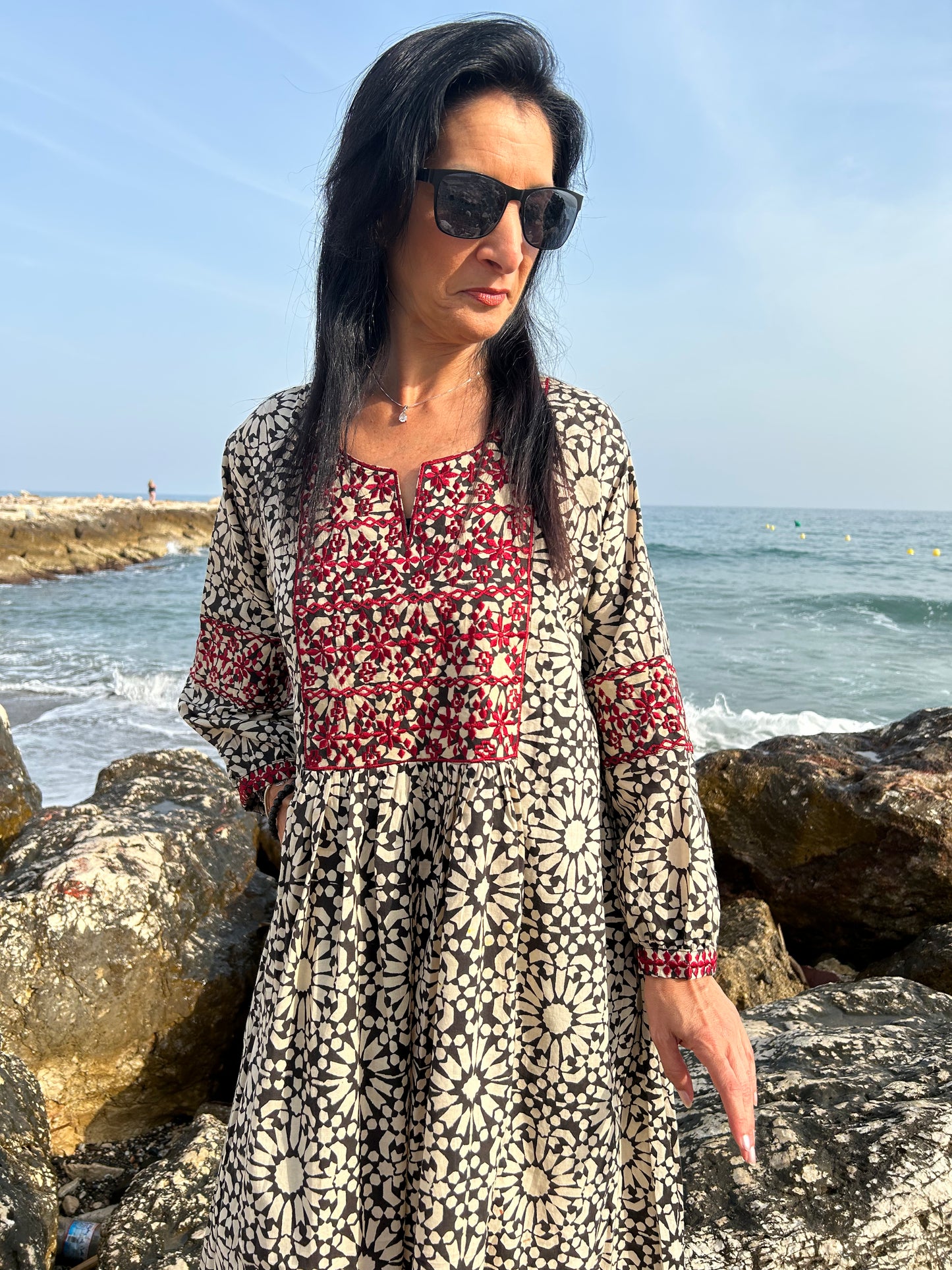 Black embroidered dress