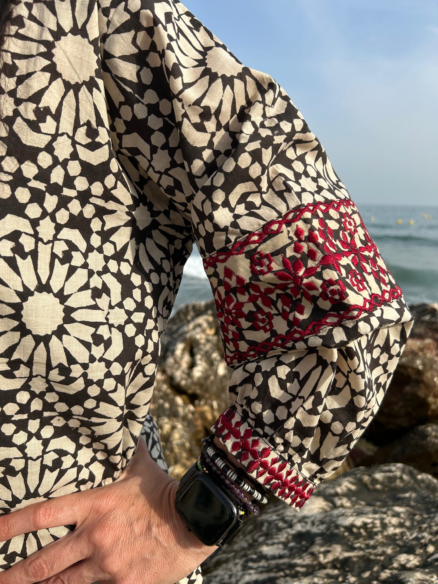 Black embroidered dress