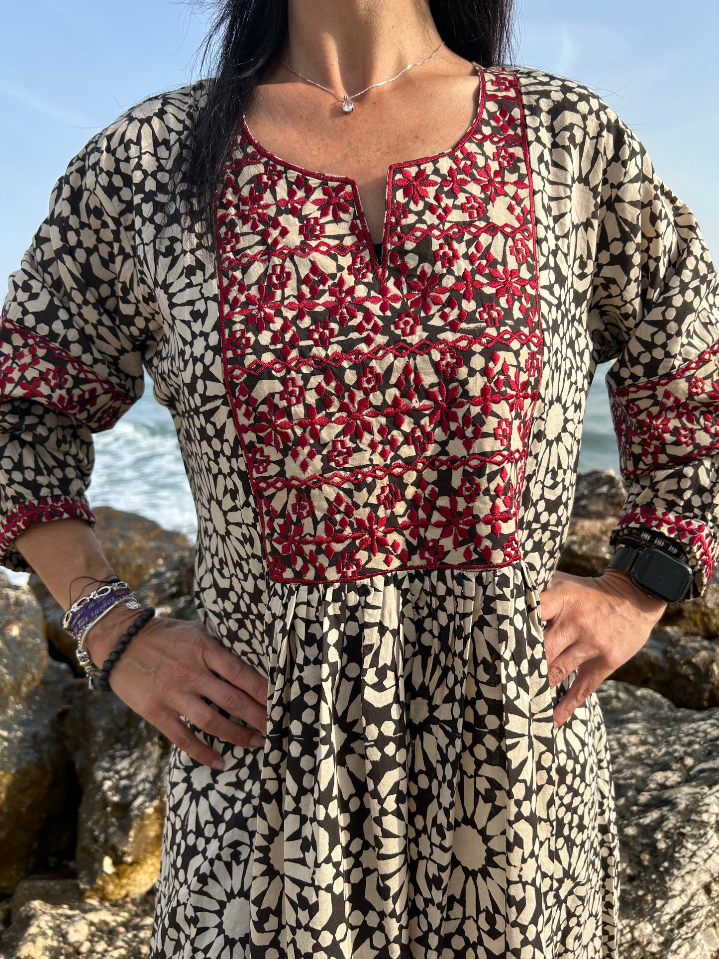 Black embroidered dress