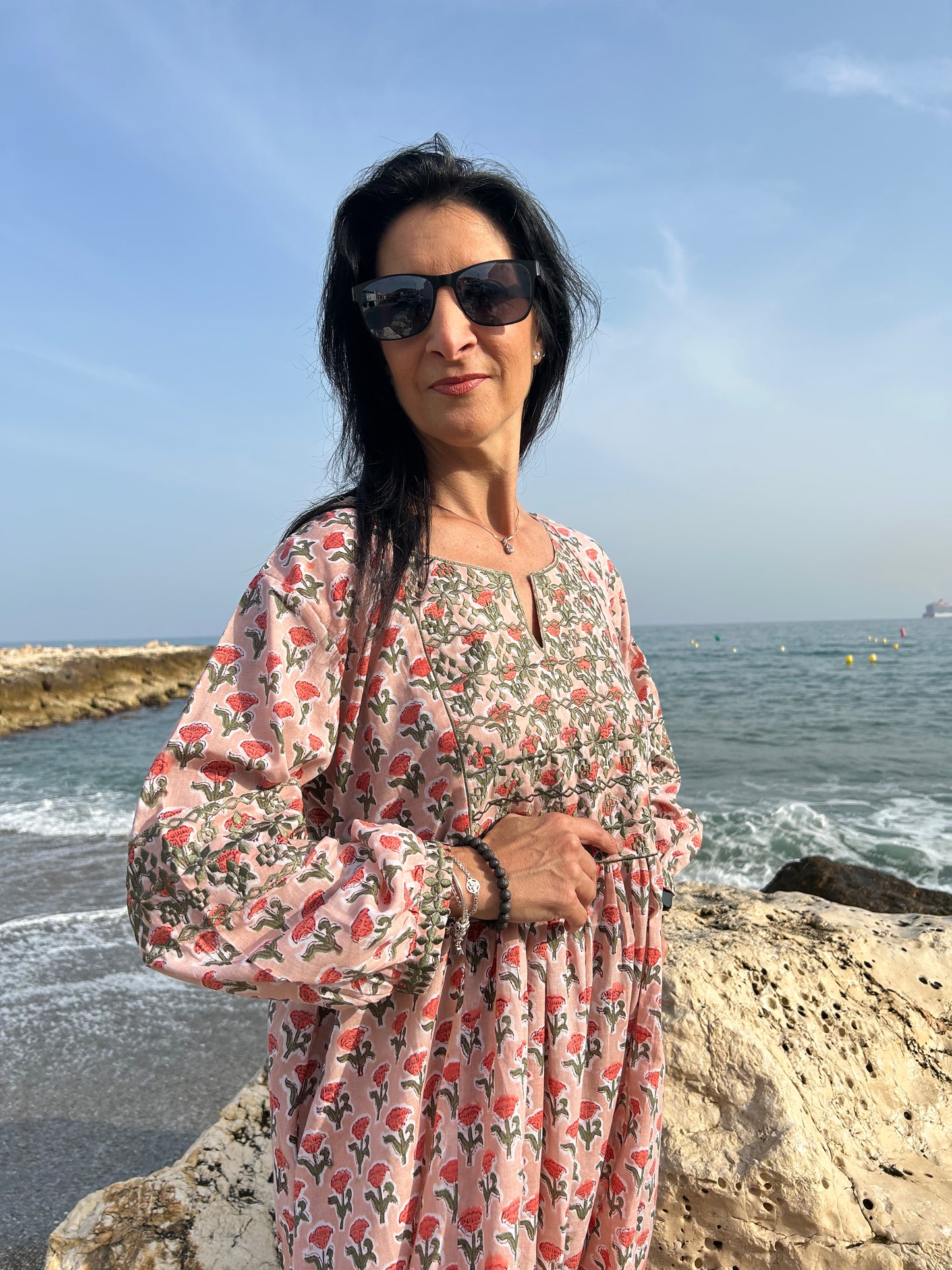 Peachy Autumn embroidered dress