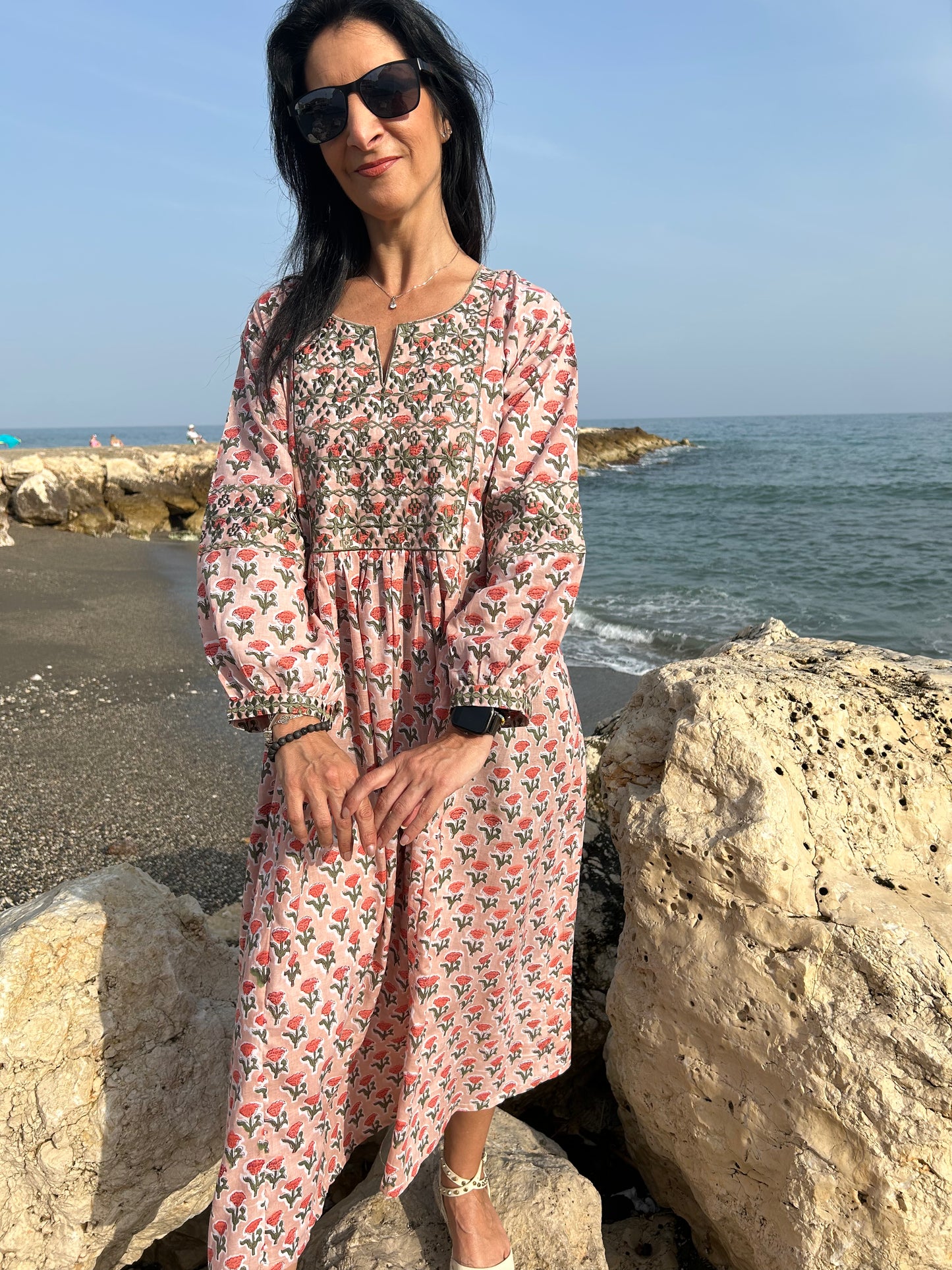 Peachy Autumn embroidered dress