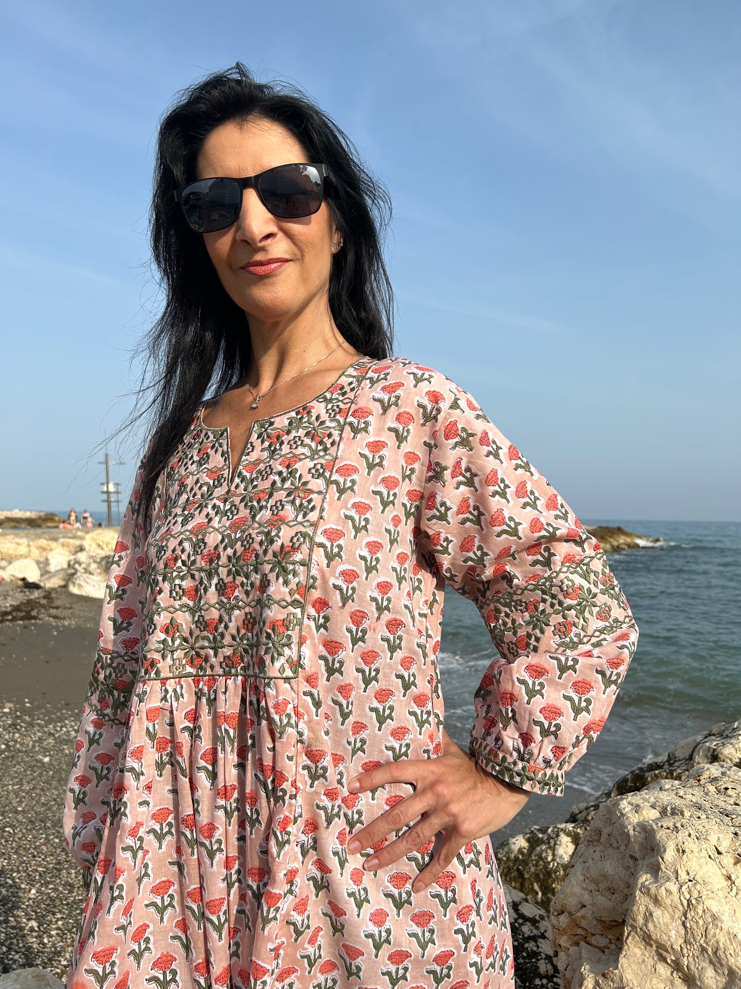 Peachy Autumn embroidered dress