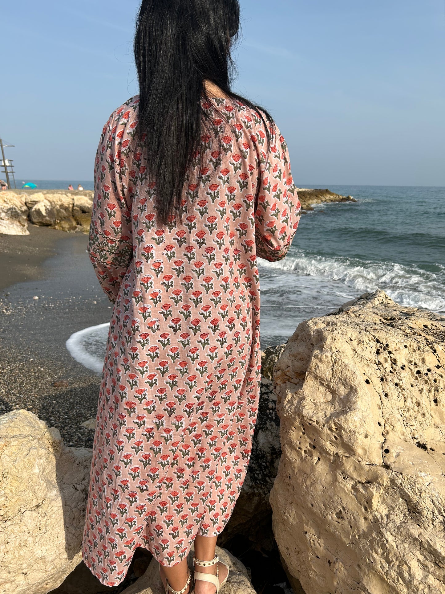 Peachy Autumn embroidered dress