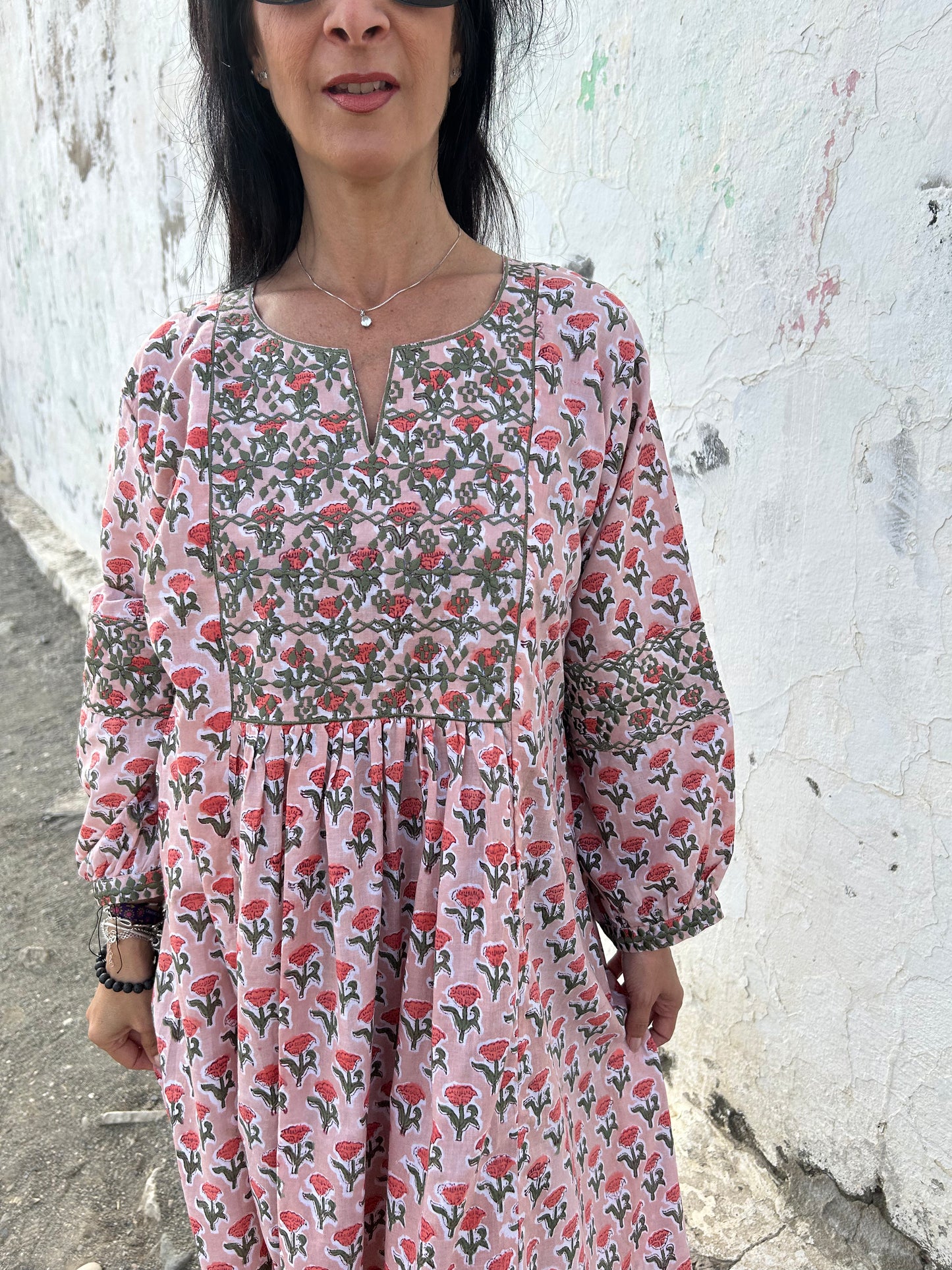 Peachy Autumn embroidered dress