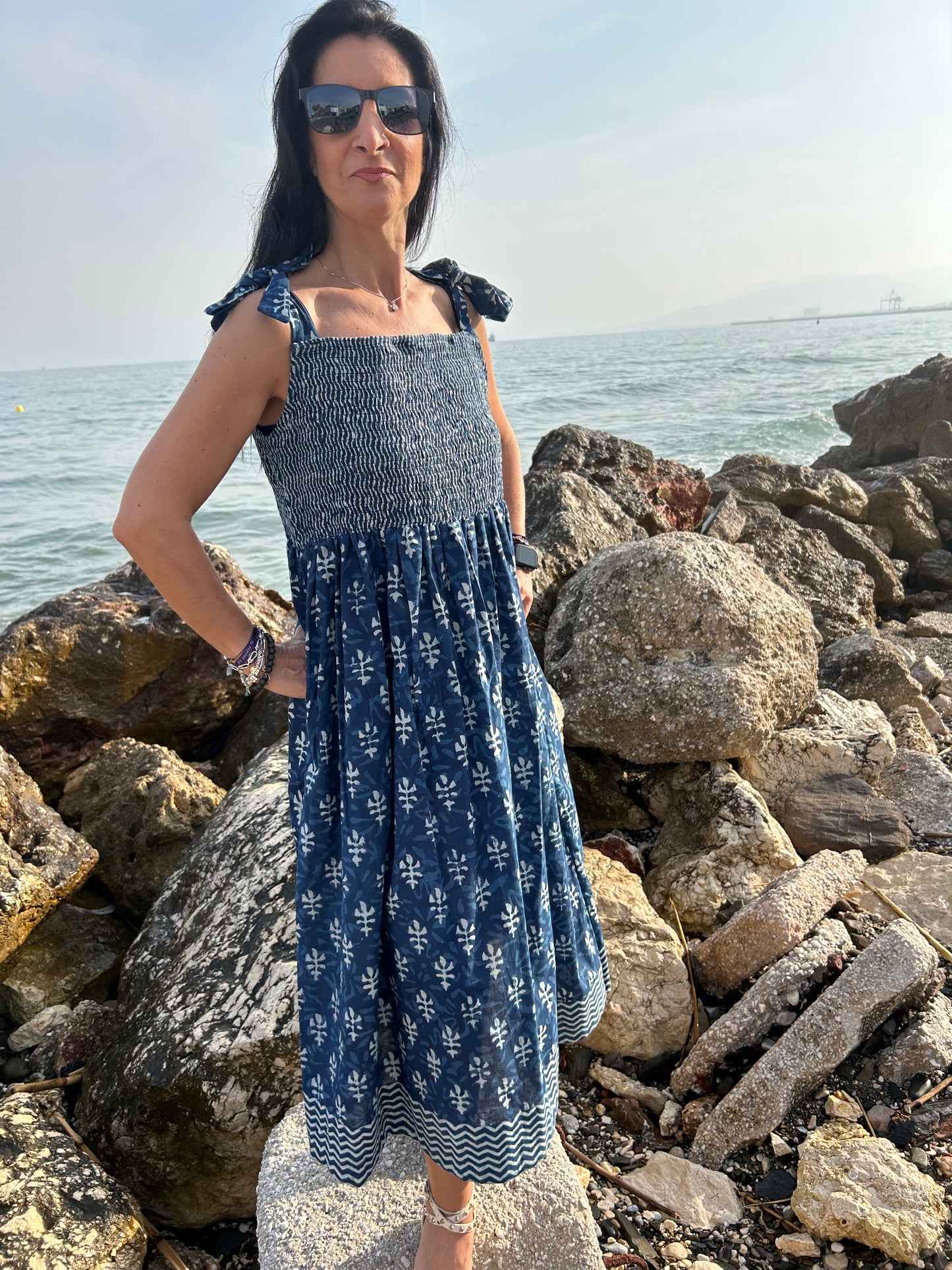 indigo organic Smoking dress