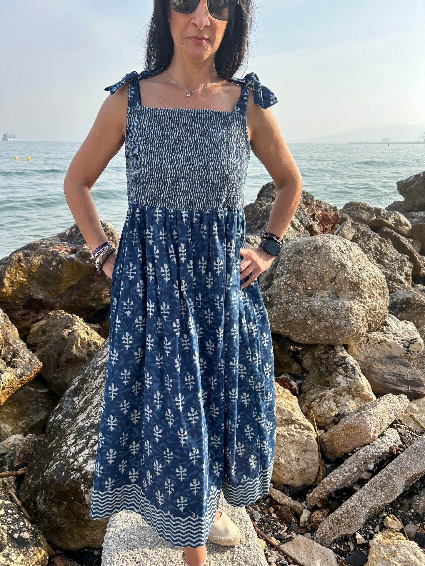 indigo organic Smoking dress