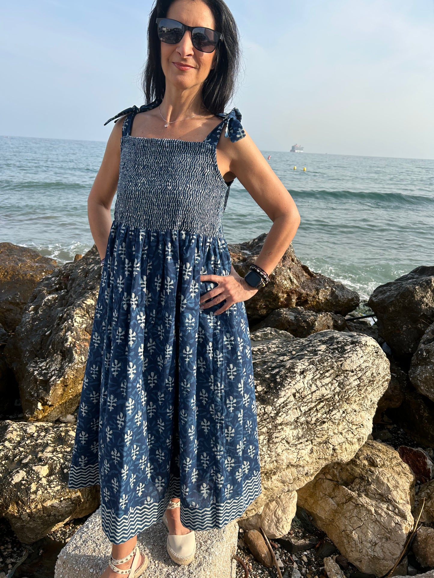 indigo organic Smoking dress