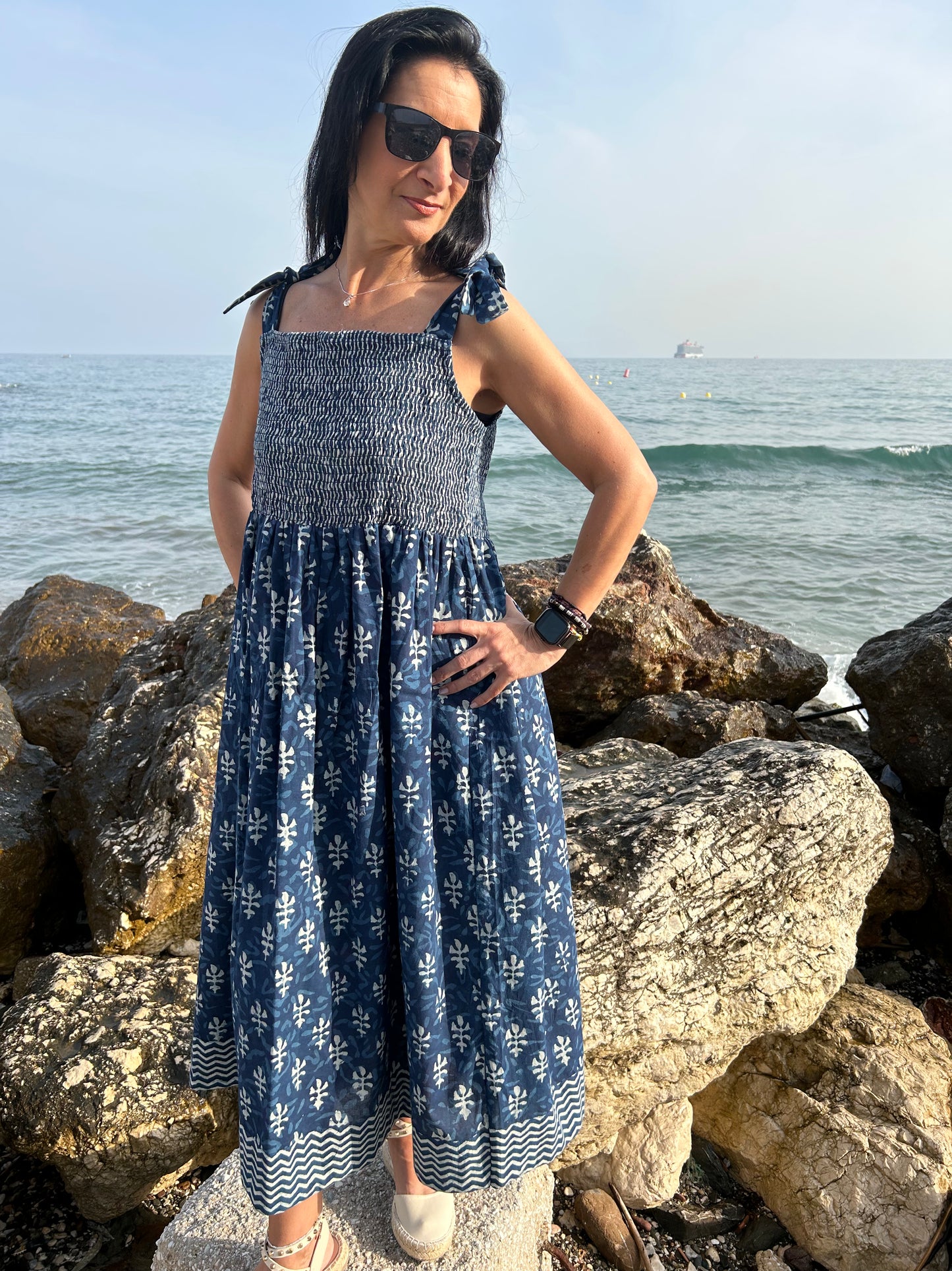 indigo organic Smoking dress