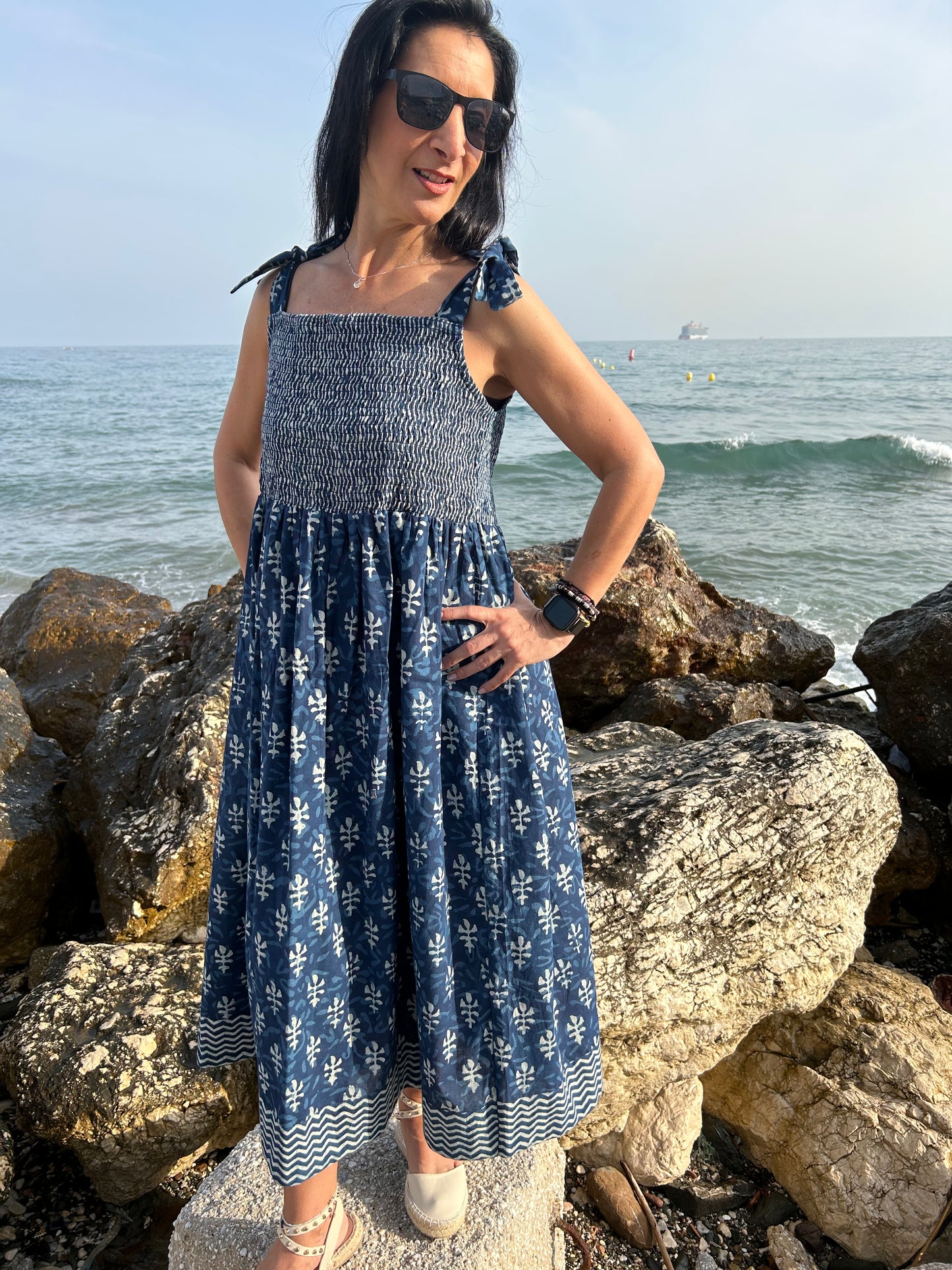 indigo organic Smoking dress