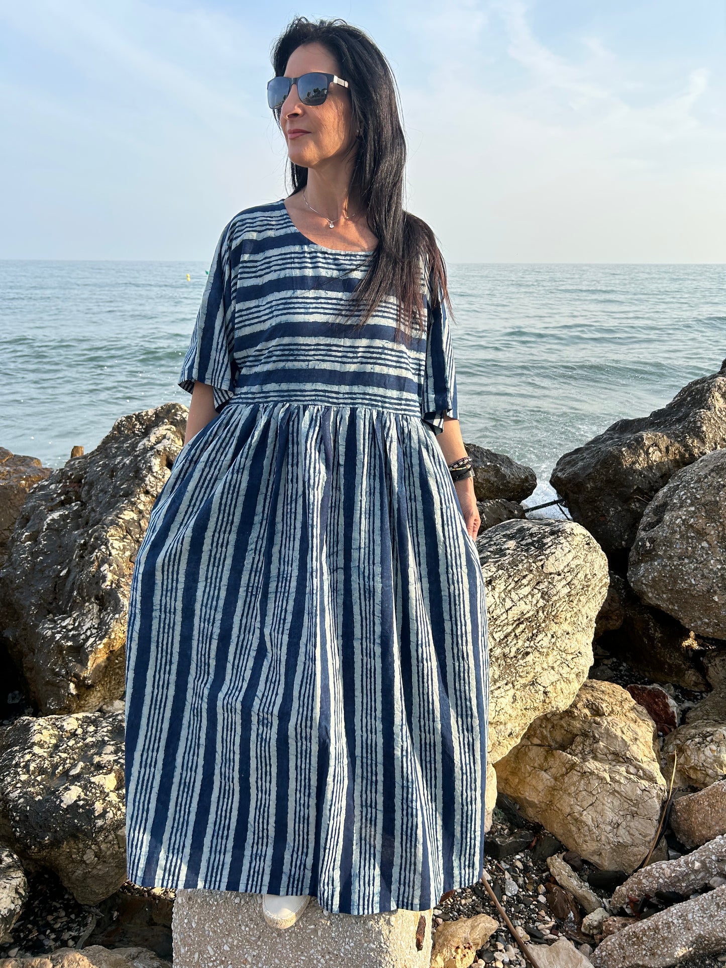 Handmade Indigo Organic cotton dress