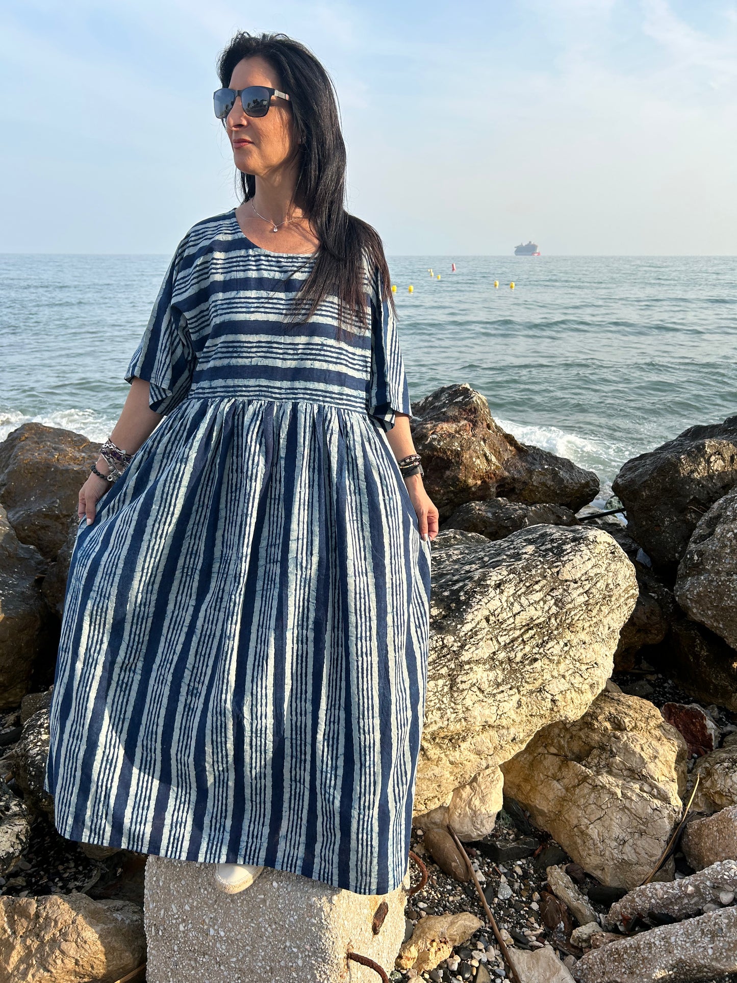 Handmade Indigo Organic cotton dress