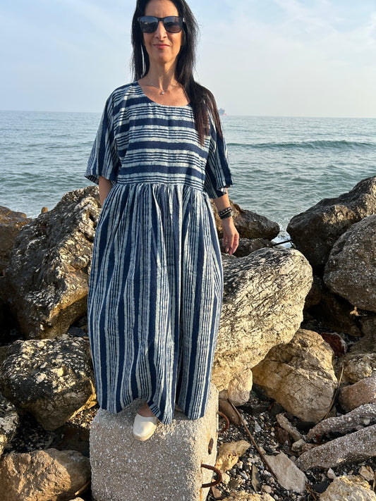 Handmade Indigo Organic cotton dress