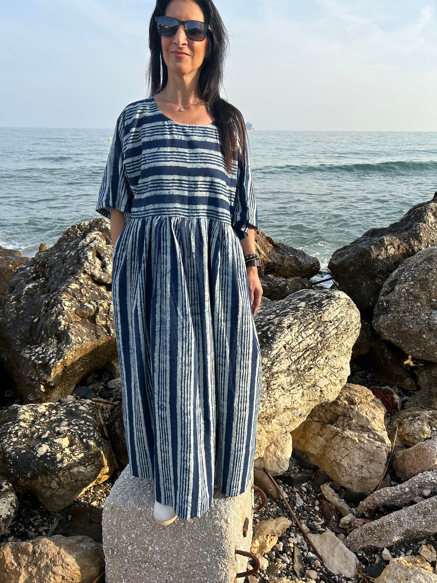 Handmade Indigo Organic cotton dress