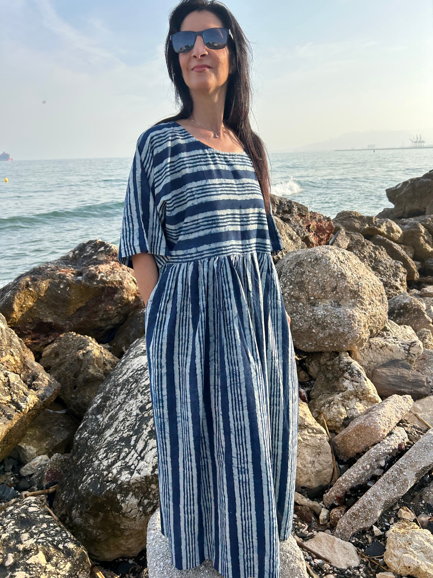 Handmade Indigo Organic cotton dress