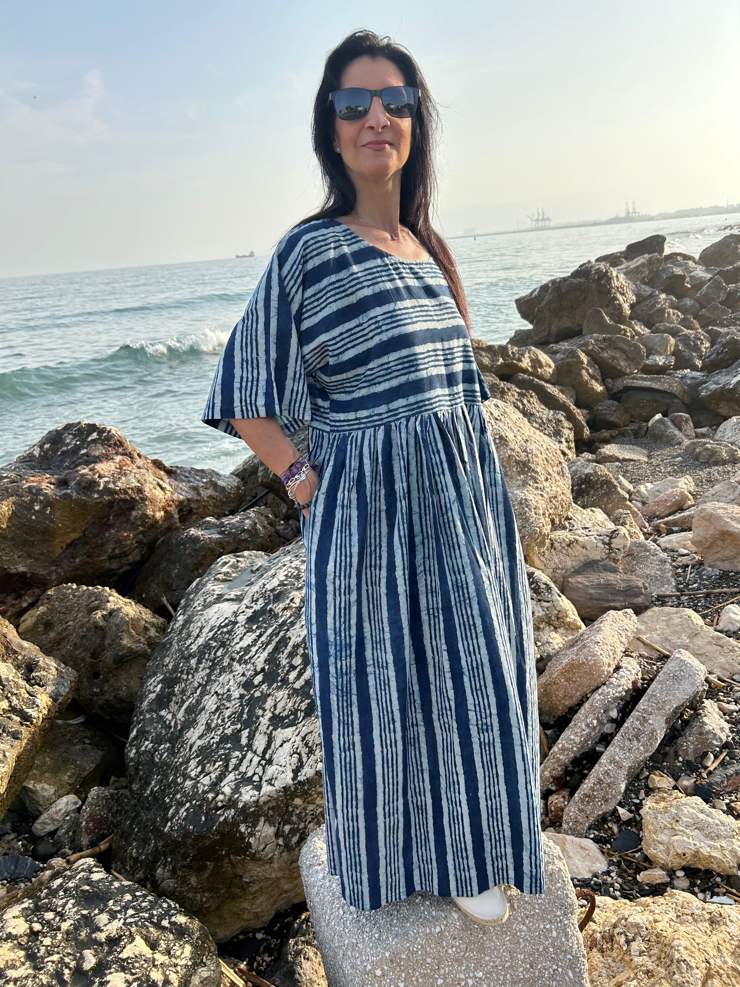 Handmade Indigo Organic cotton dress